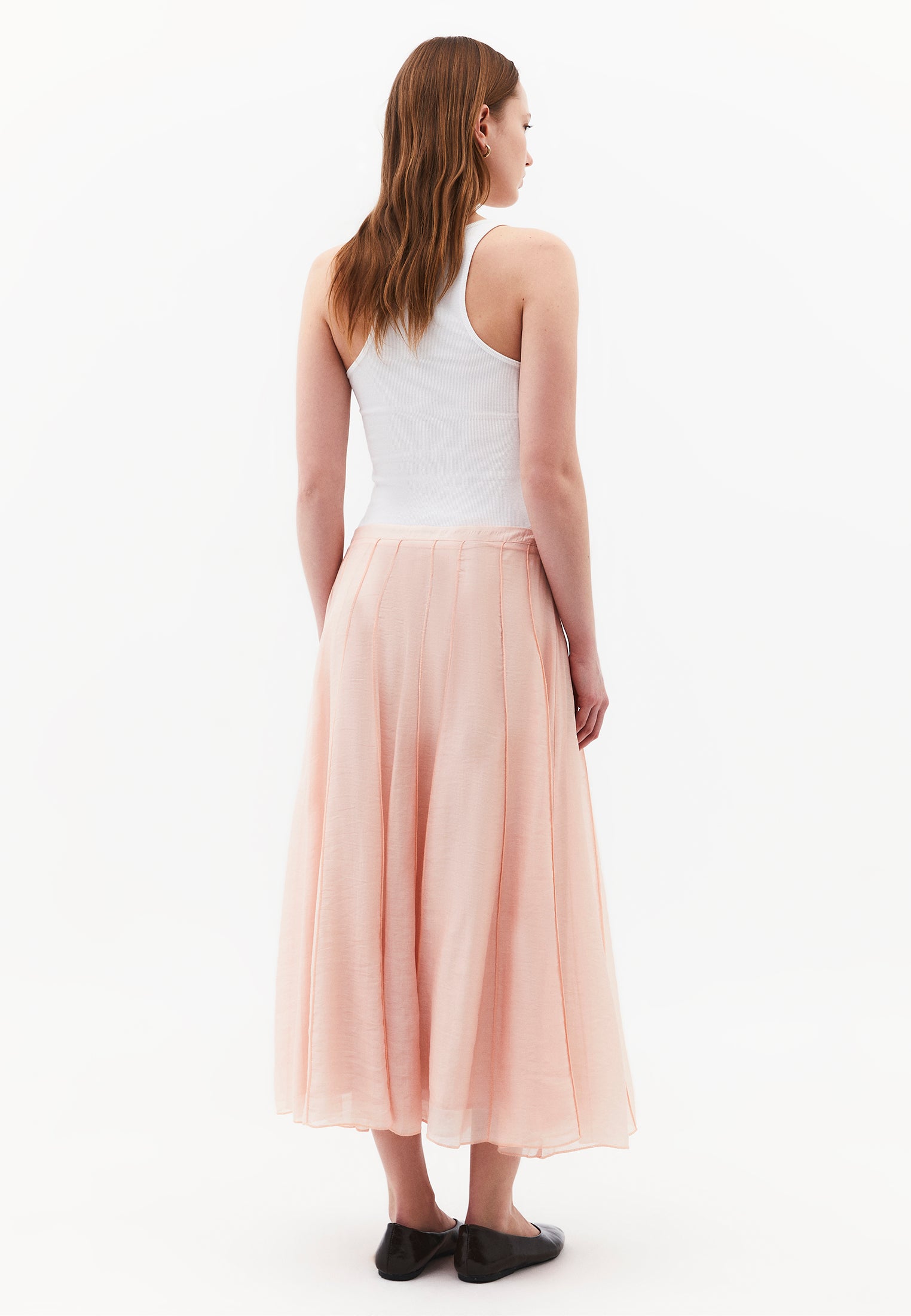 High Waist Flared Midi Skirt - CAMEO ROSE