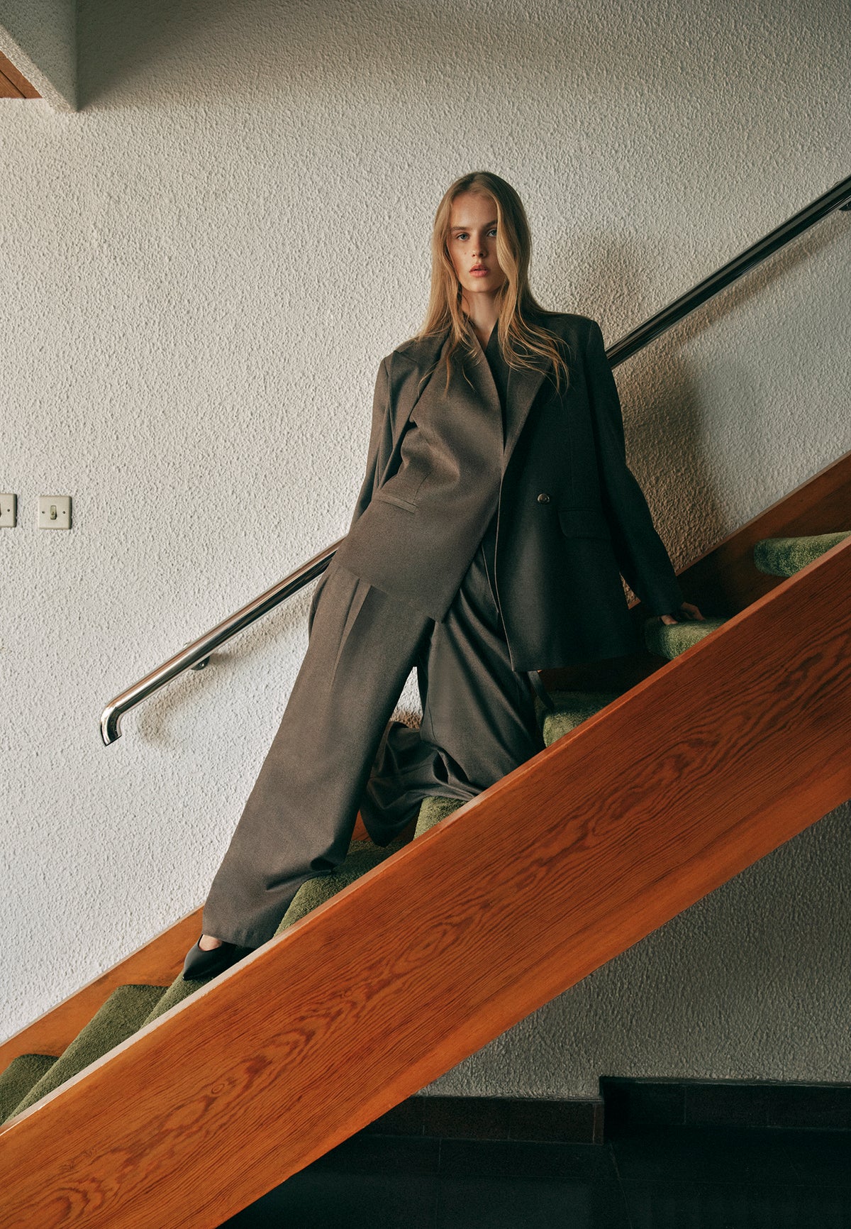 Wide Leg High Waist Trousers - Brown