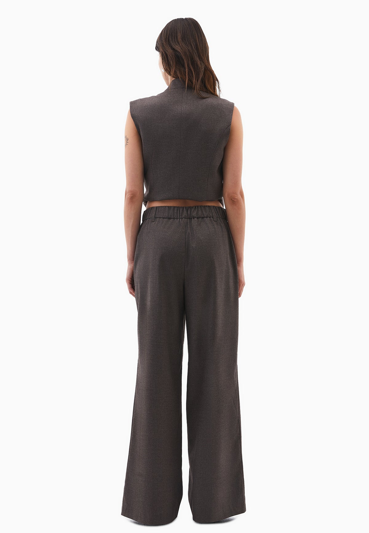 Wide Leg High Waist Trousers - Brown