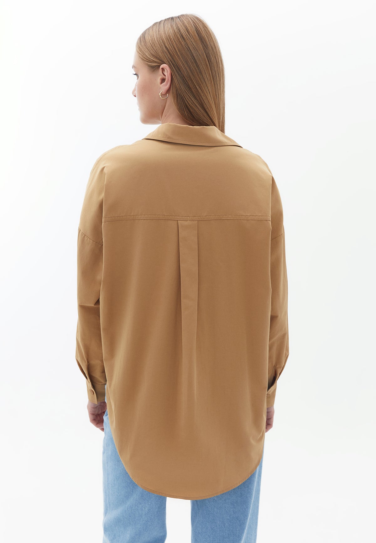 Oversized Shirt With Pocket - Beige