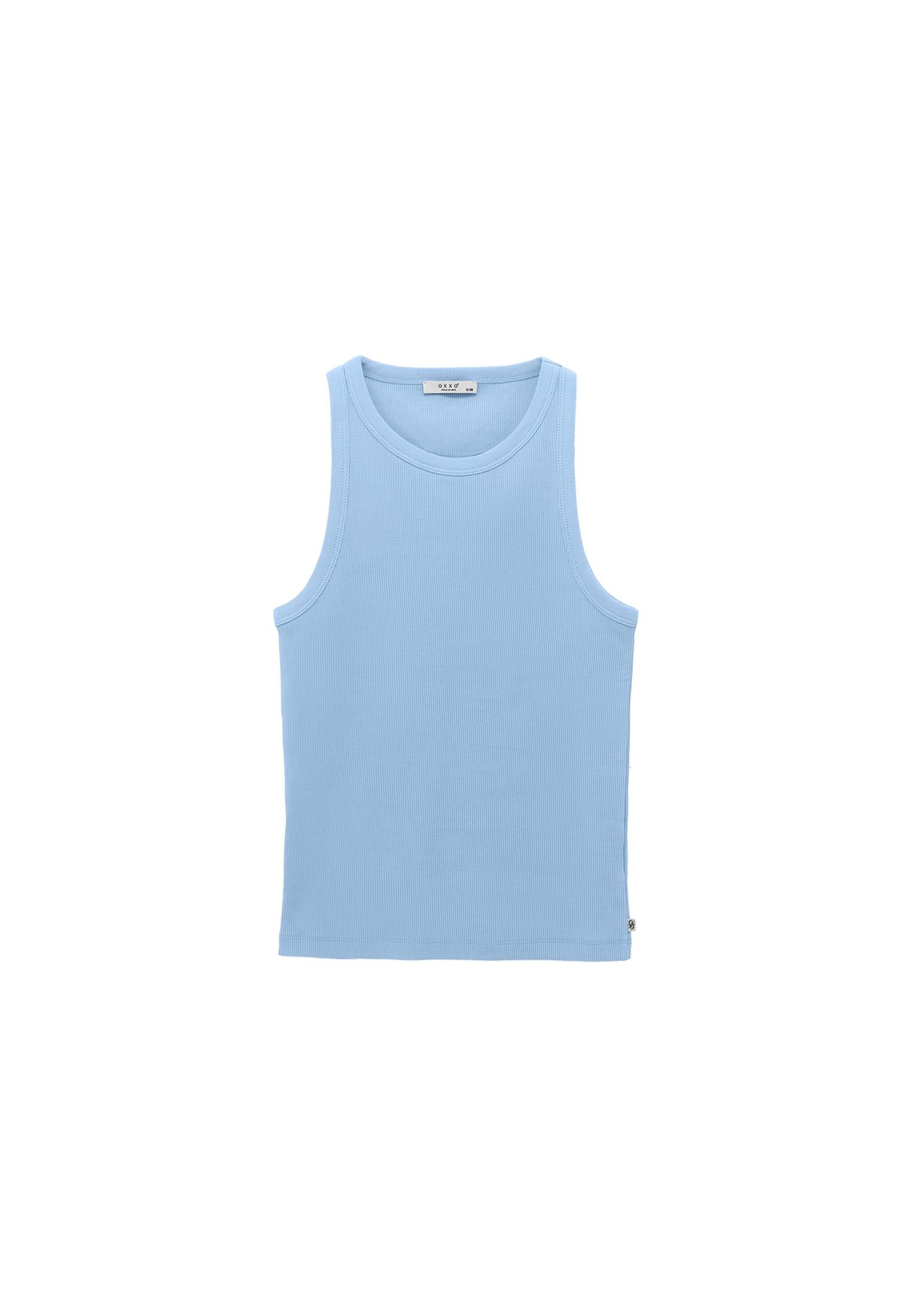 Crew Neck Tank Top - CHAMBRAY BLUE