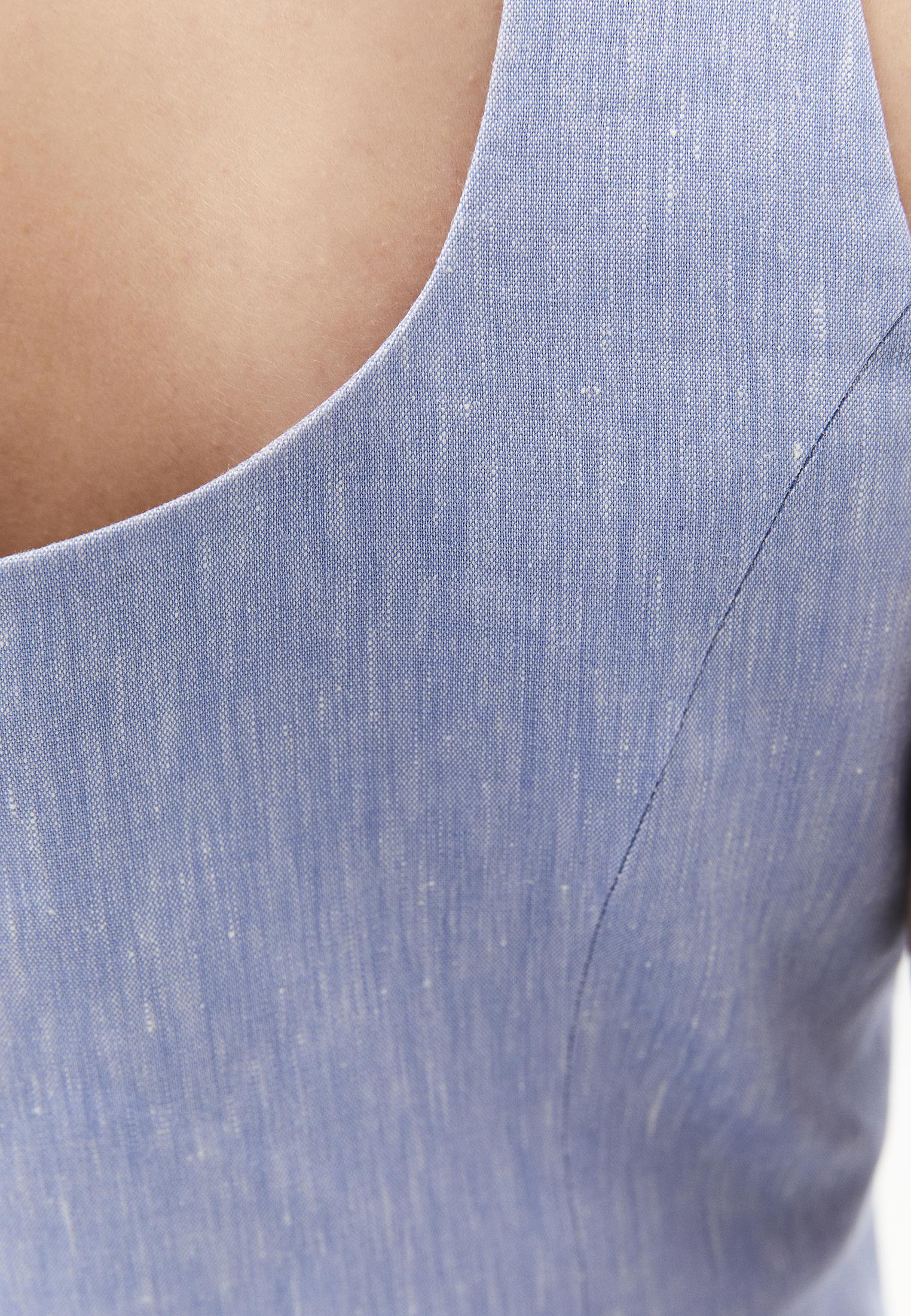 Vest With Button Detail And Sweetheart Neckline - CHAMBRAY BLUE