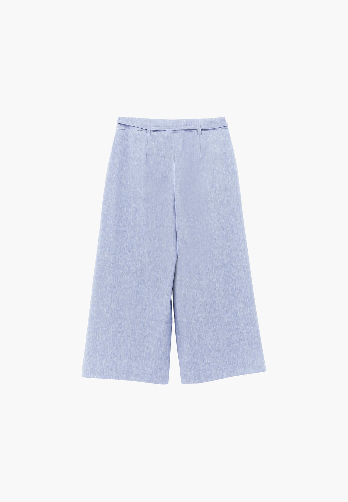 High Waist Wide Leg Belted Pants - Blue