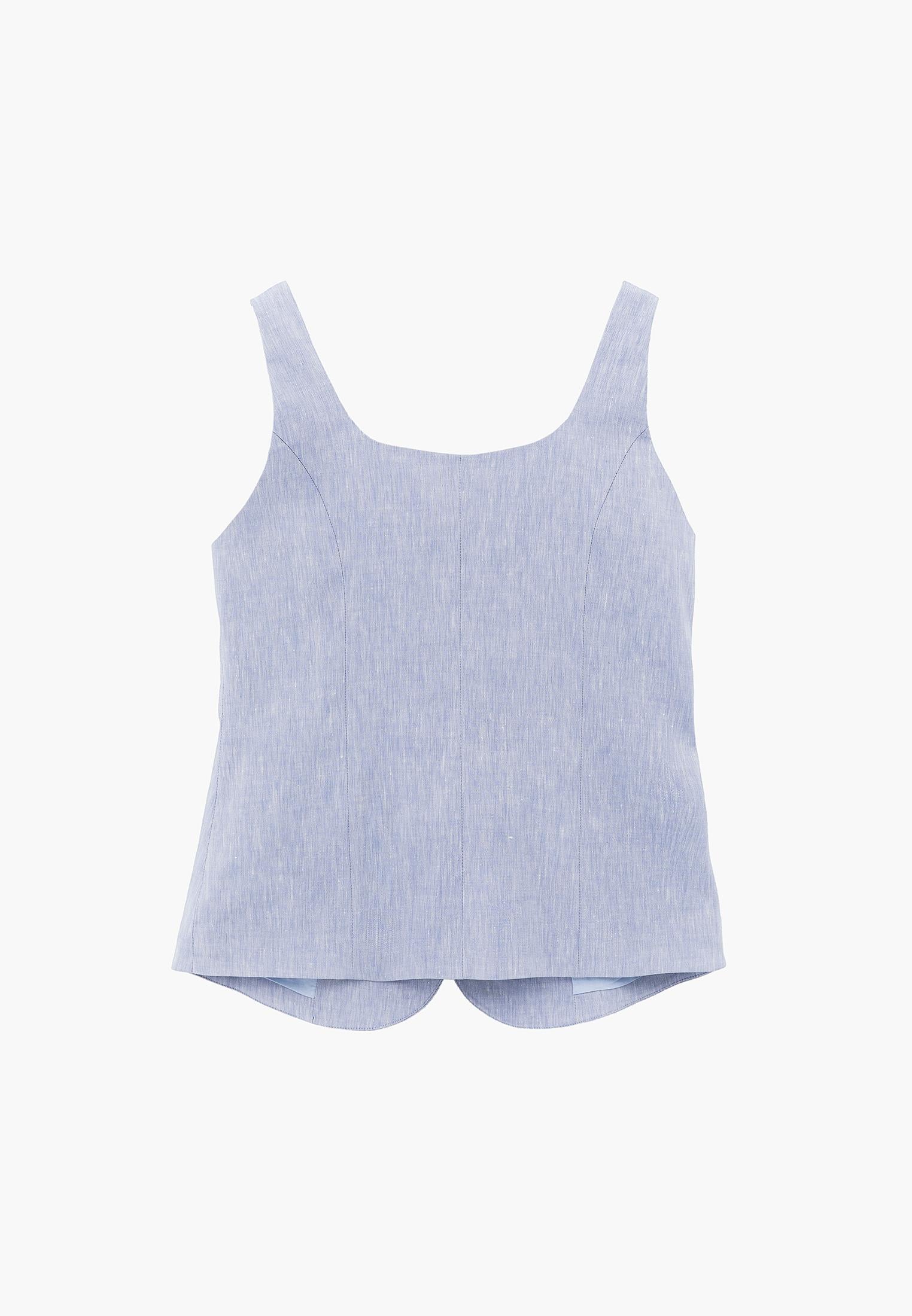 Vest With Button Detail And Sweetheart Neckline - CHAMBRAY BLUE
