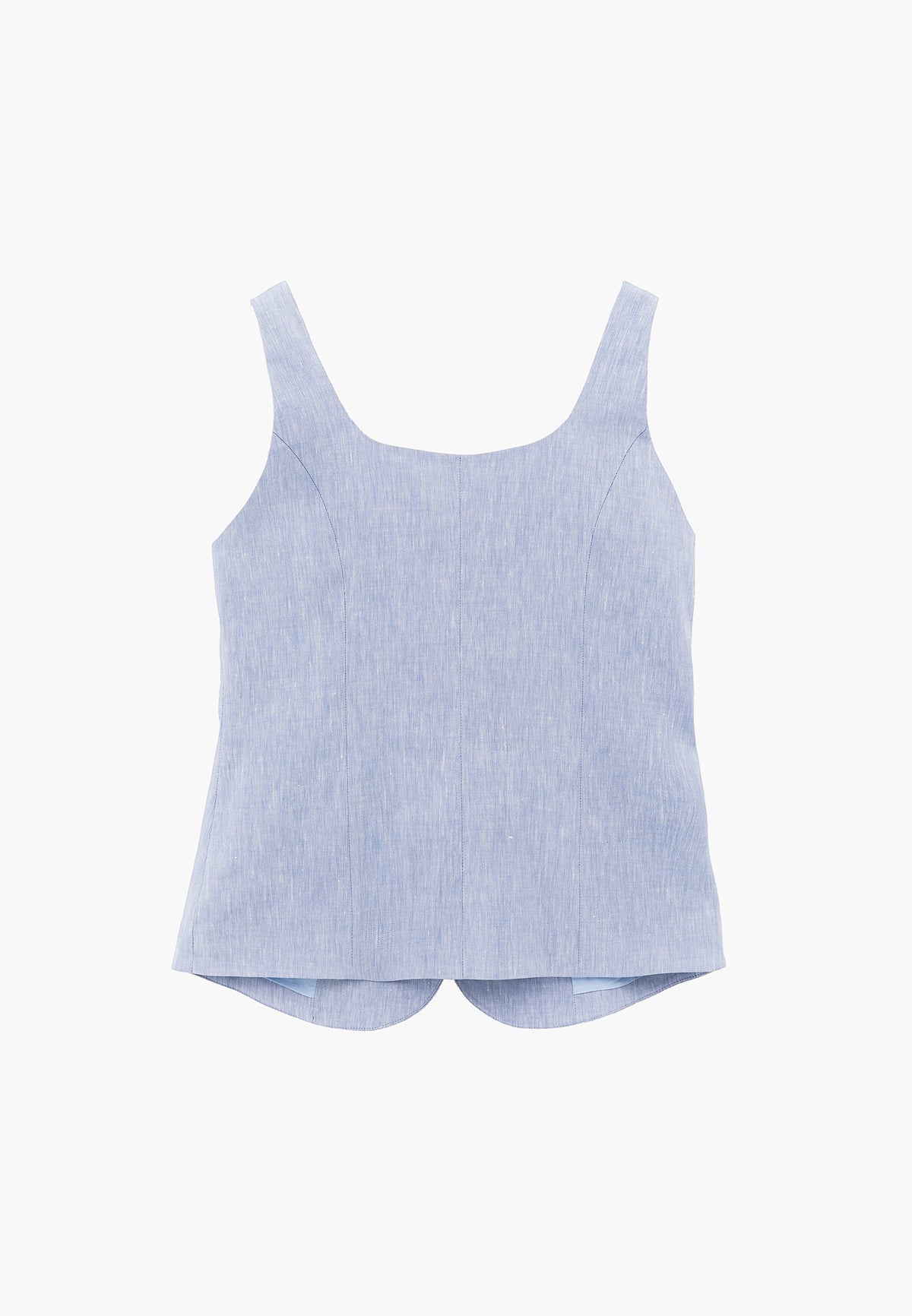 Heart Neck Button Detail Vest - Blue
