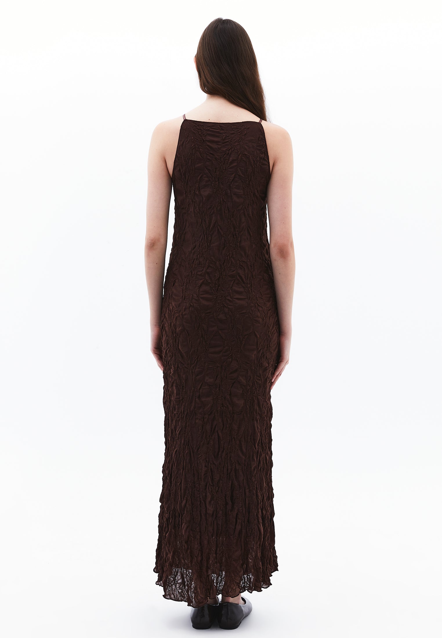 LACED LONG DRESS - CHICORY COFFEE