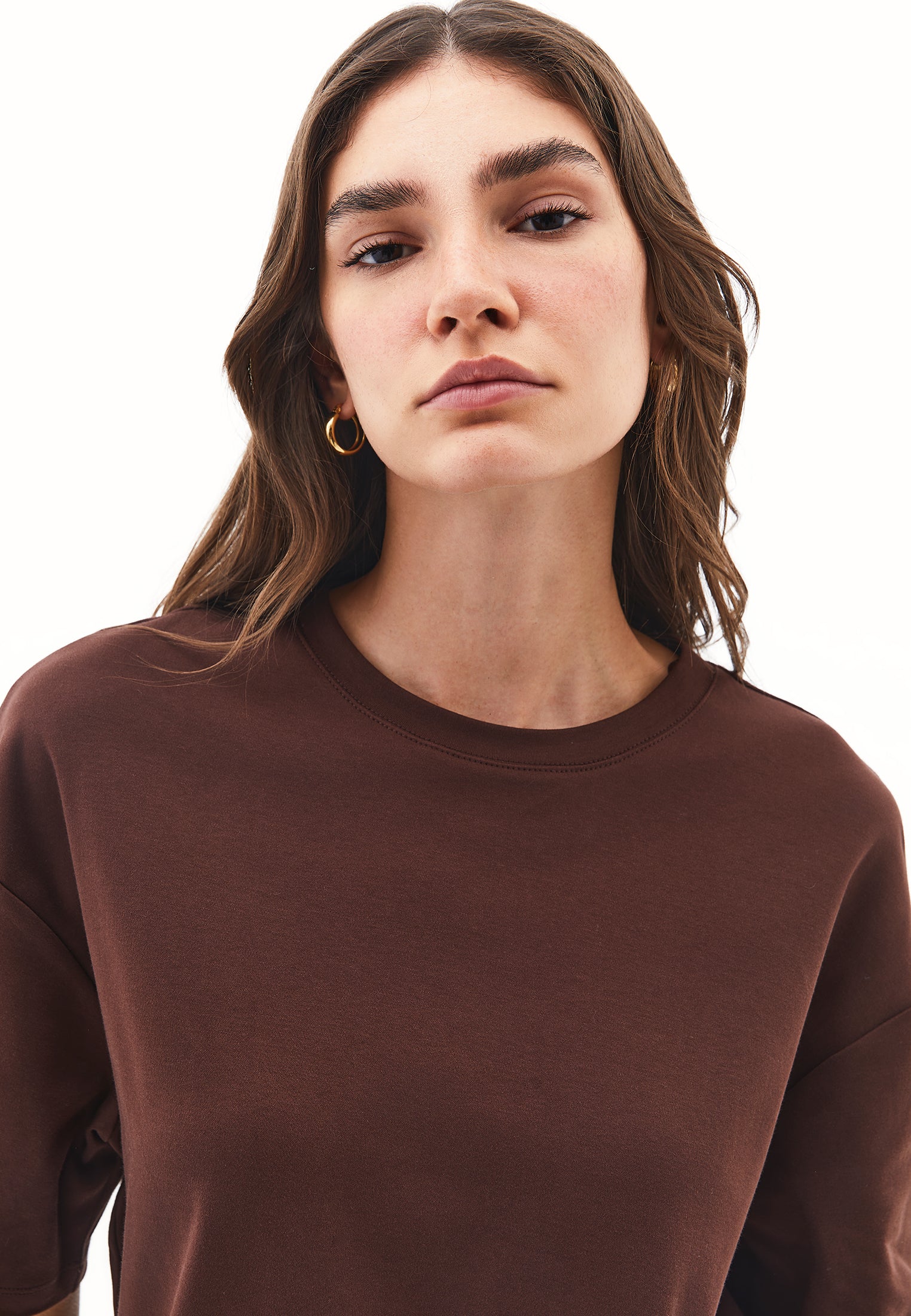 Oversized cotton t-shirt - CHICORY COFFEE