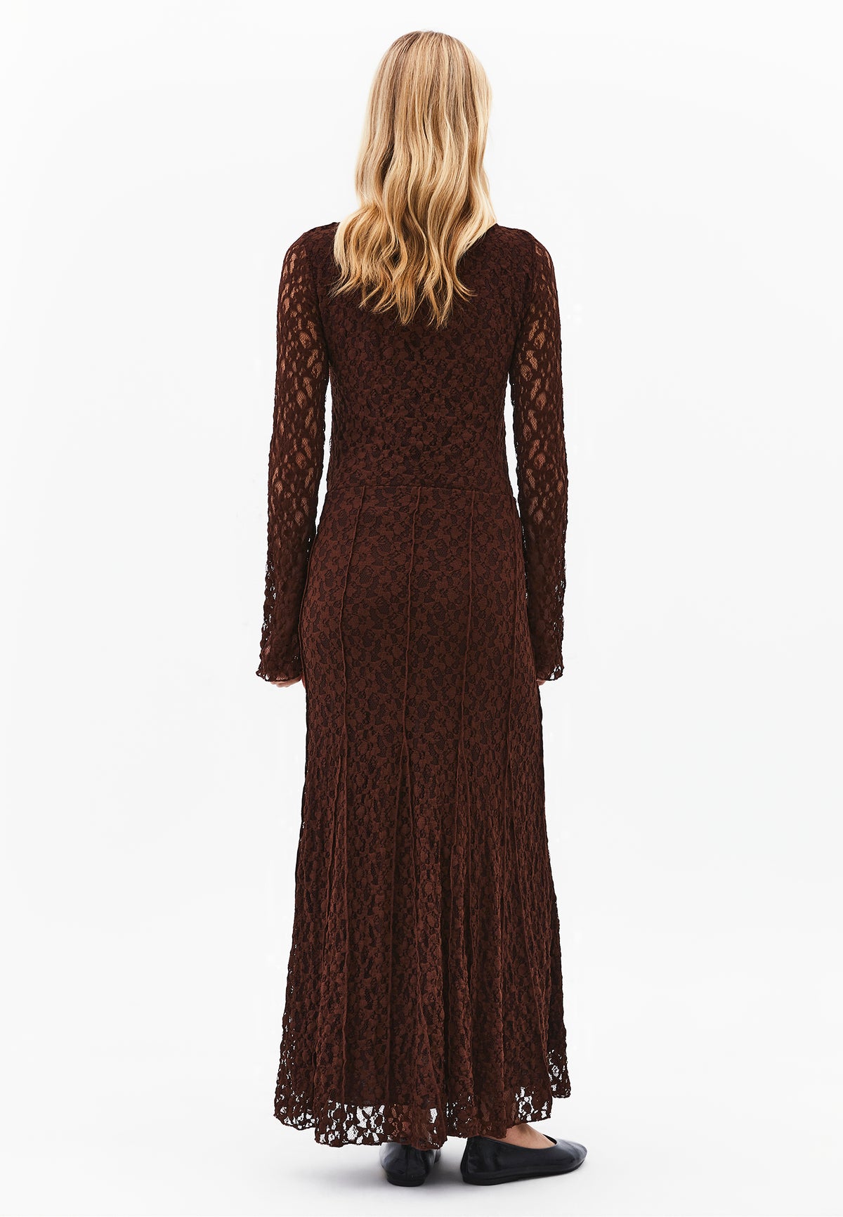 High Waist Flared Long Skirt - CHICORY COFFEE