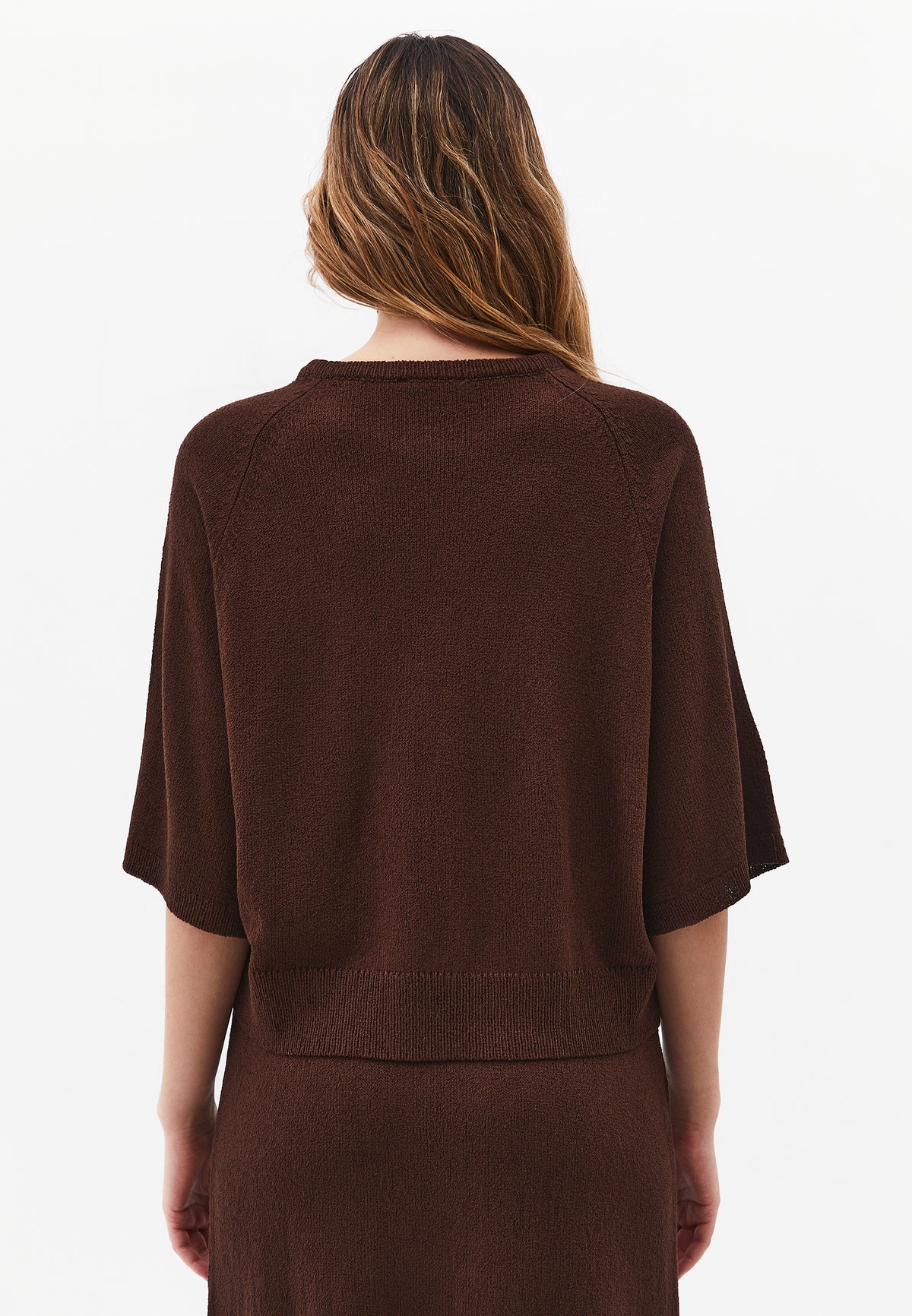 Raglan Sleeve Loose Fit Crew Neck Sweater - Brown