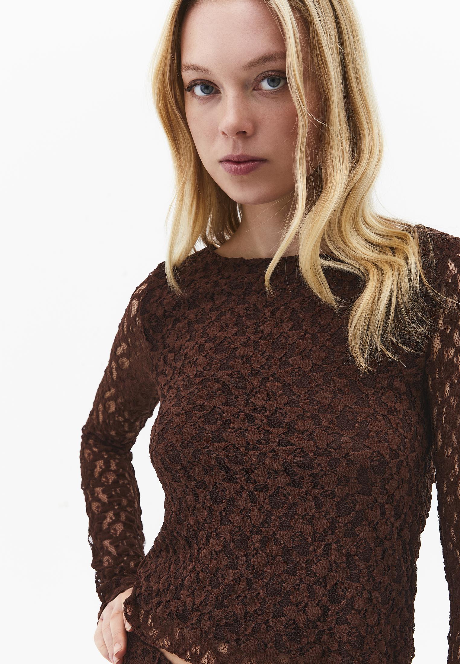 Boat Neck Long Sleeve T-Shirt - CHICORY COFFEE