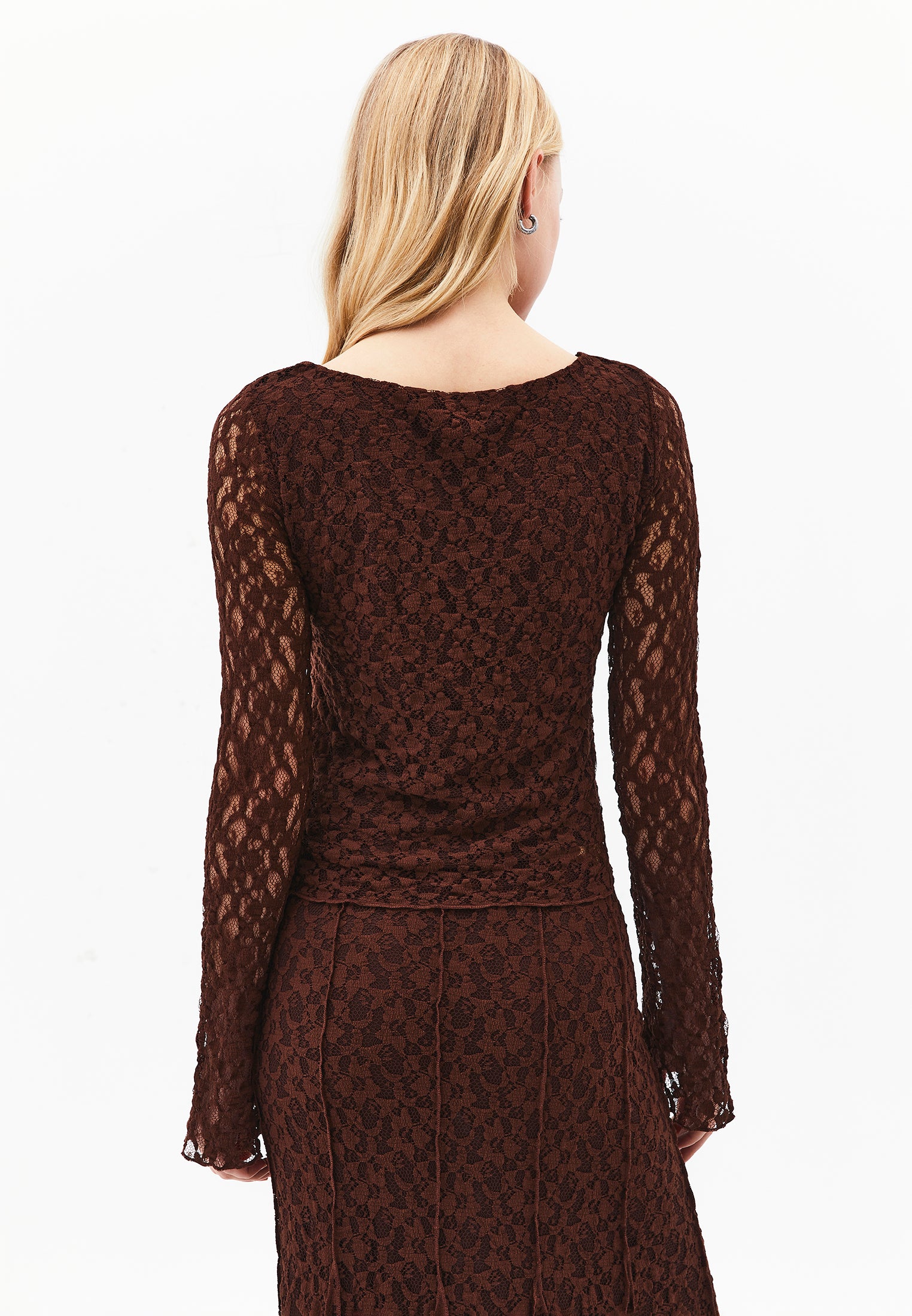Boat Neck Long Sleeve T-Shirt - CHICORY COFFEE
