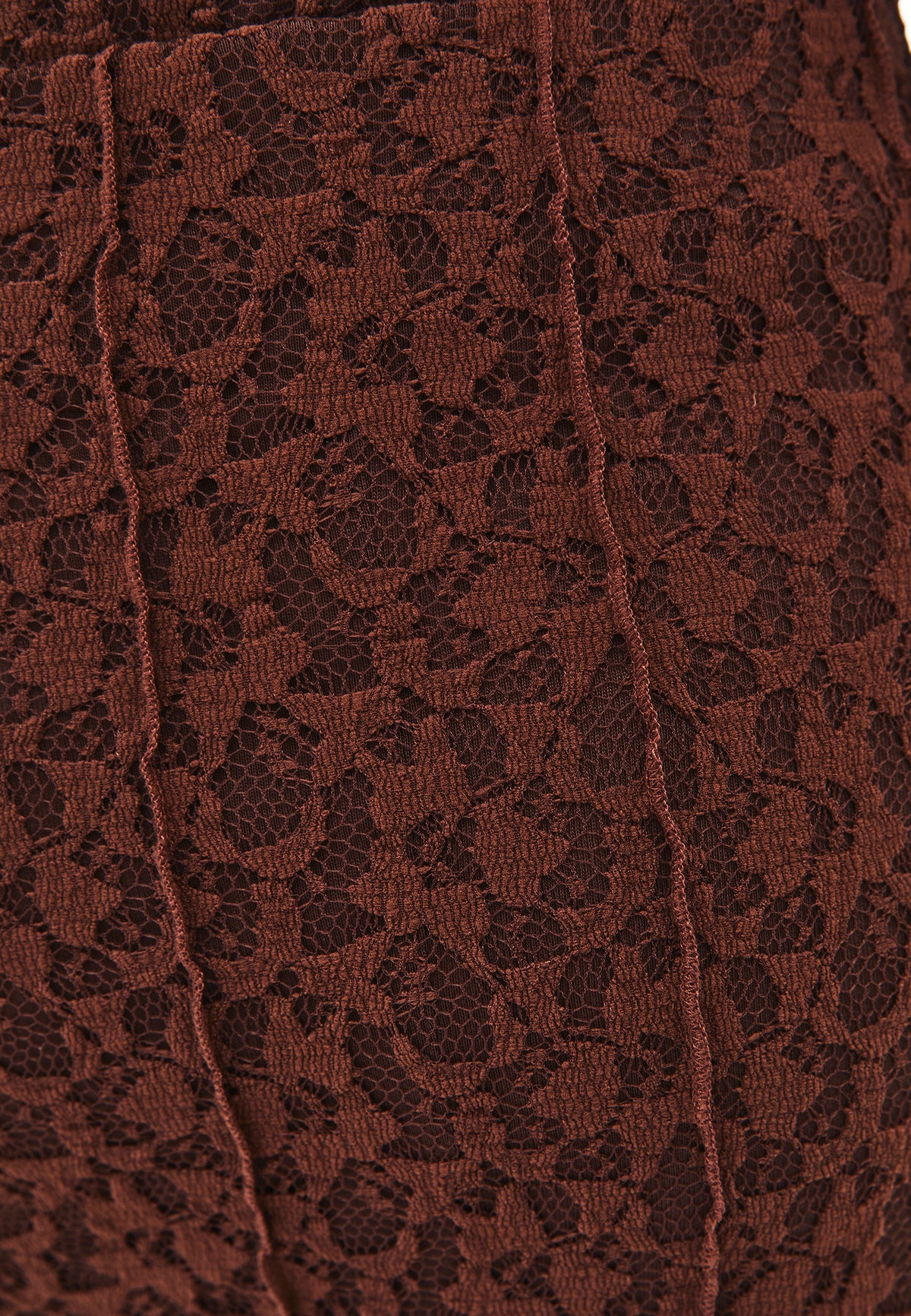 High Waist Flared Long Skirt - CHICORY COFFEE