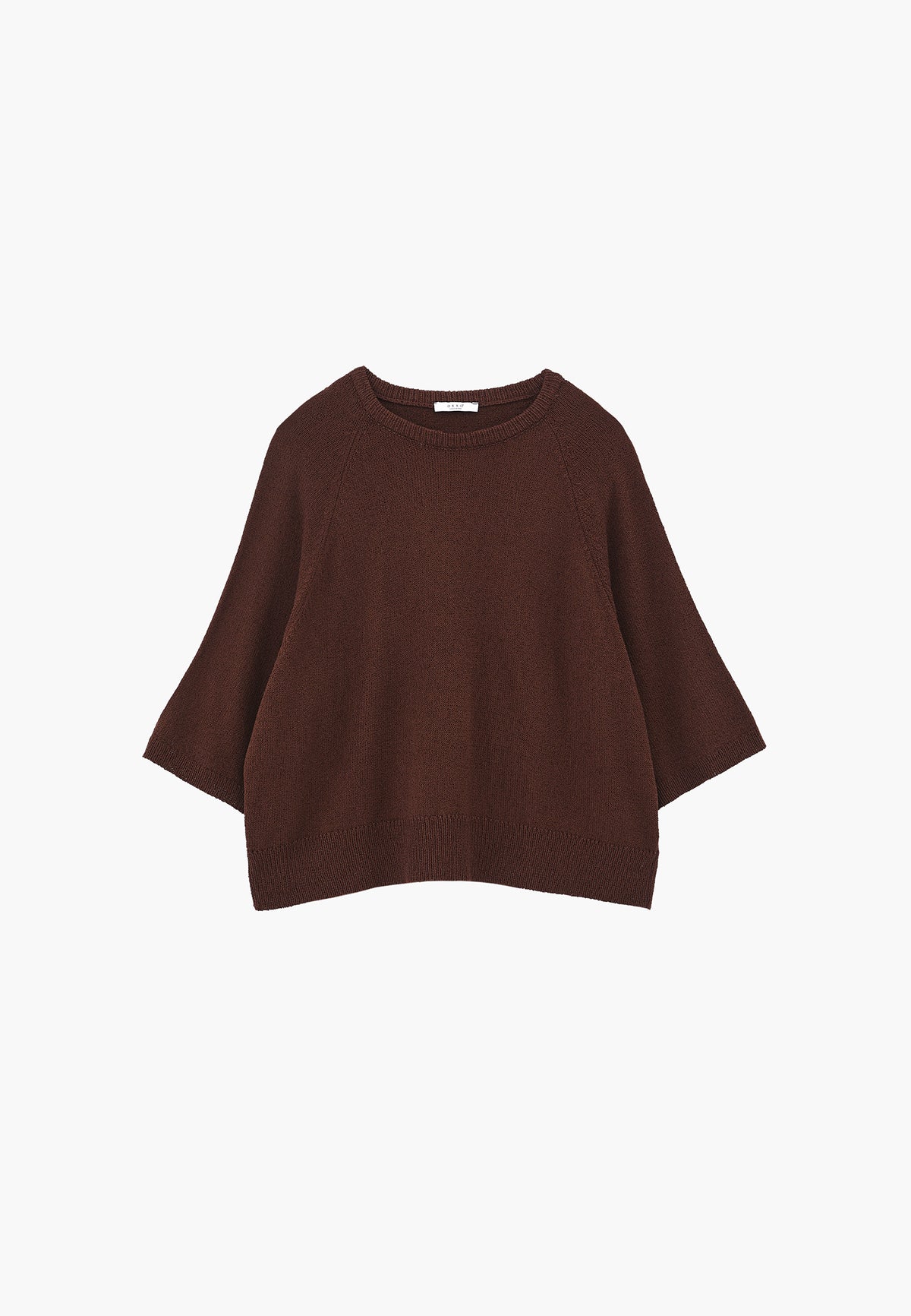 Raglan Sleeve Loose Fit Crew Neck Sweater - Brown