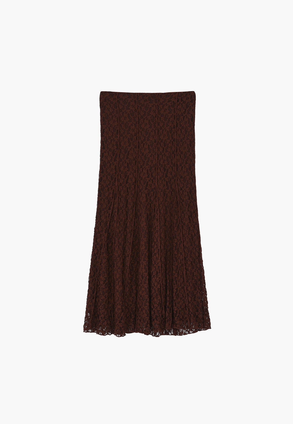 High Waist Flared Long Skirt - CHICORY COFFEE