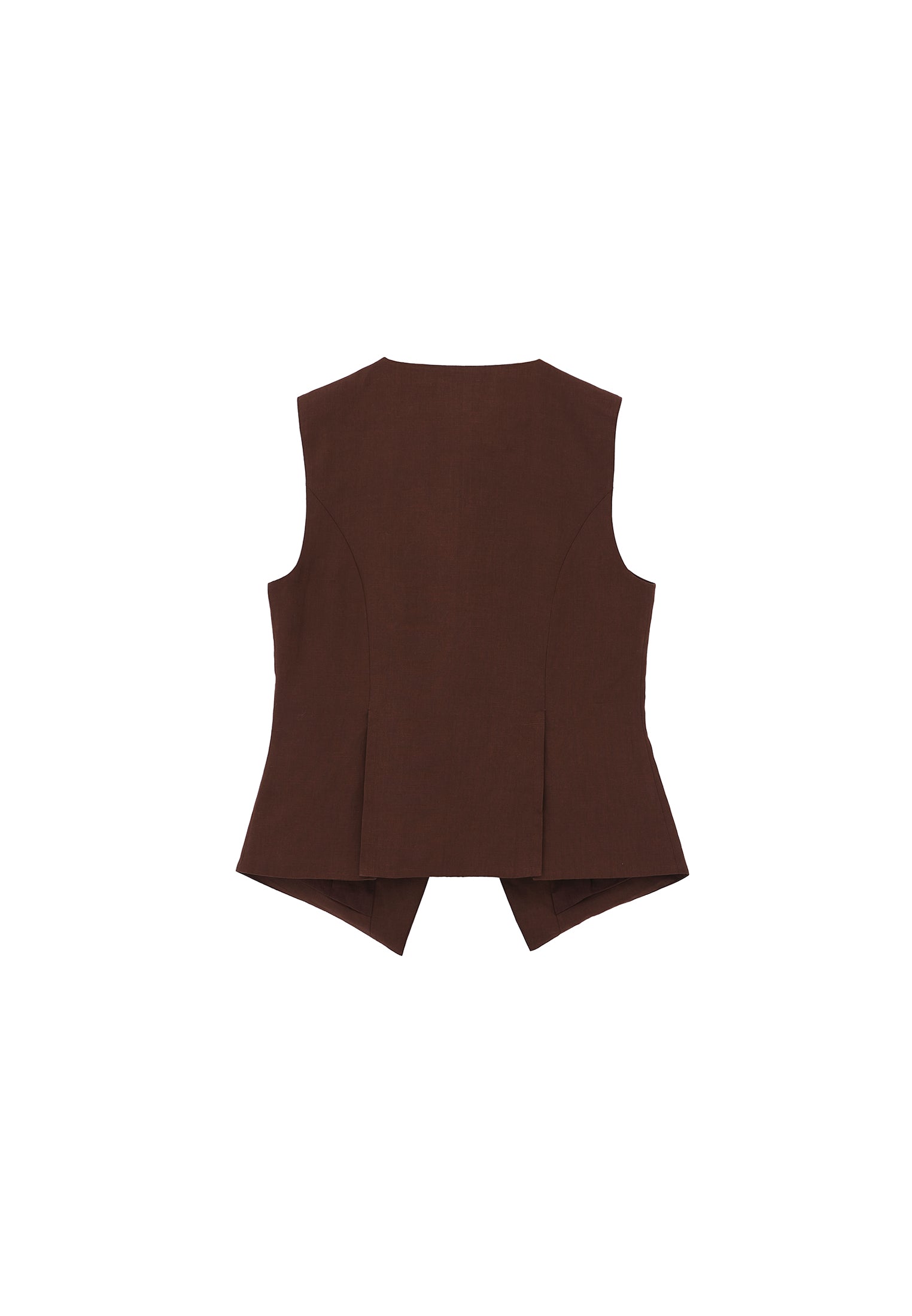 Sleeveless Vest With Button Details - CHICORY COFFEE