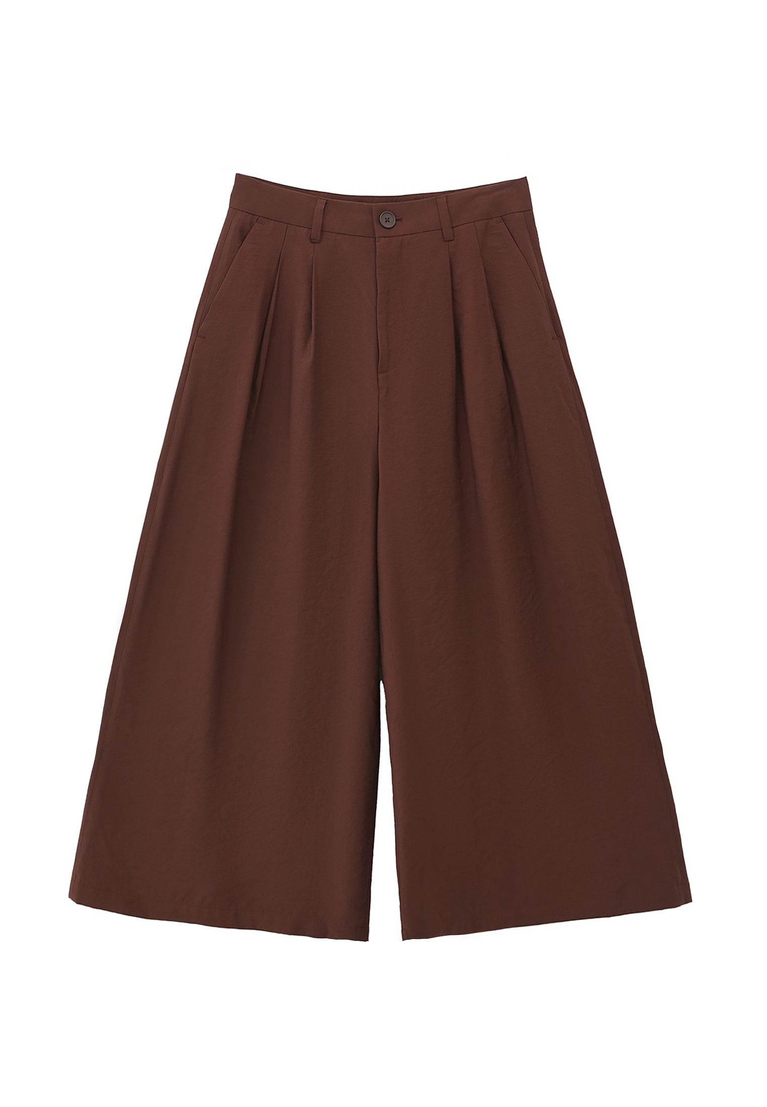 High Waist Wide Leg Pants - CHICORY COFFEE