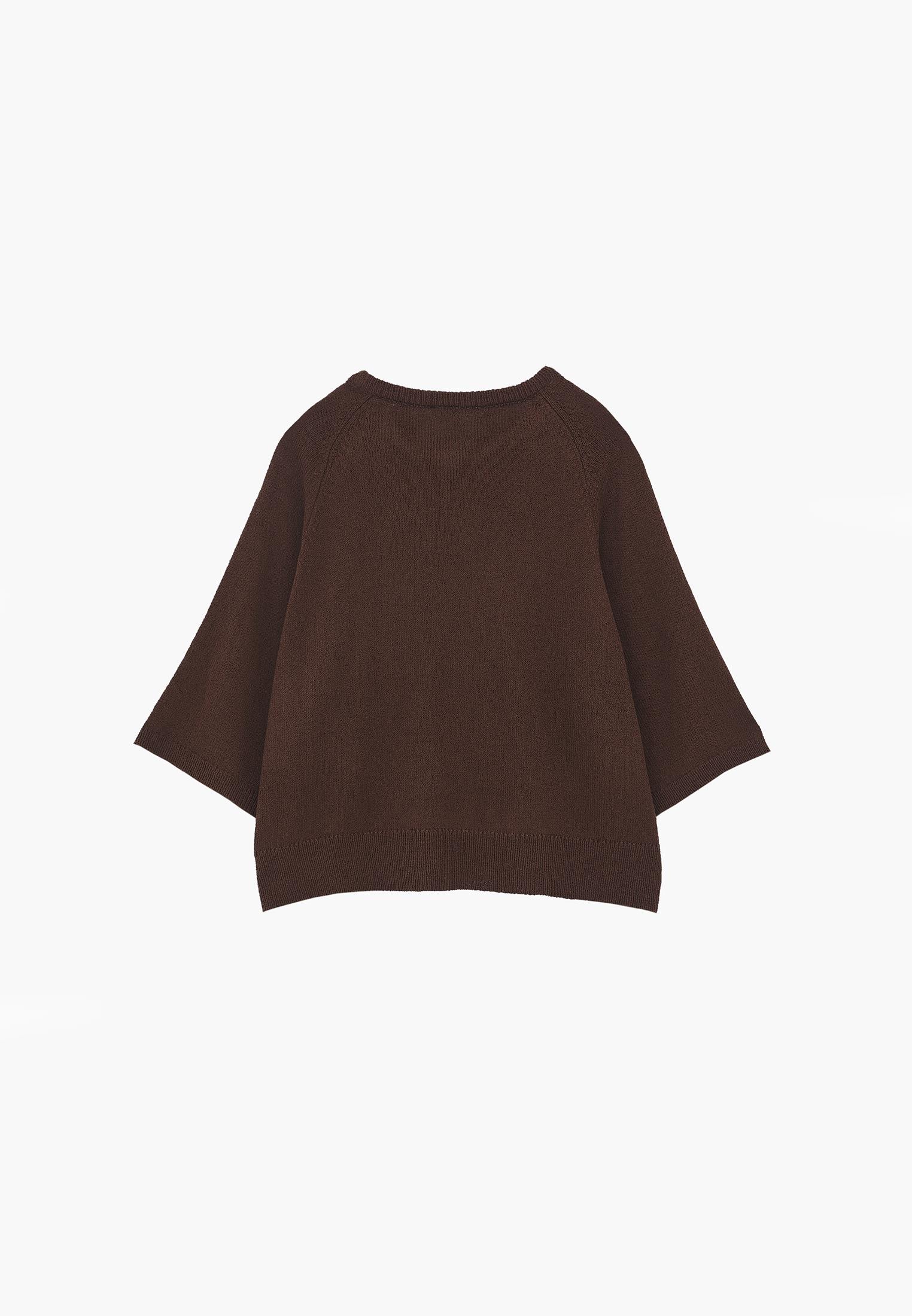 Raglan Sleeve Loose Fit Crew Neck Sweater - CHICORY COFFEE