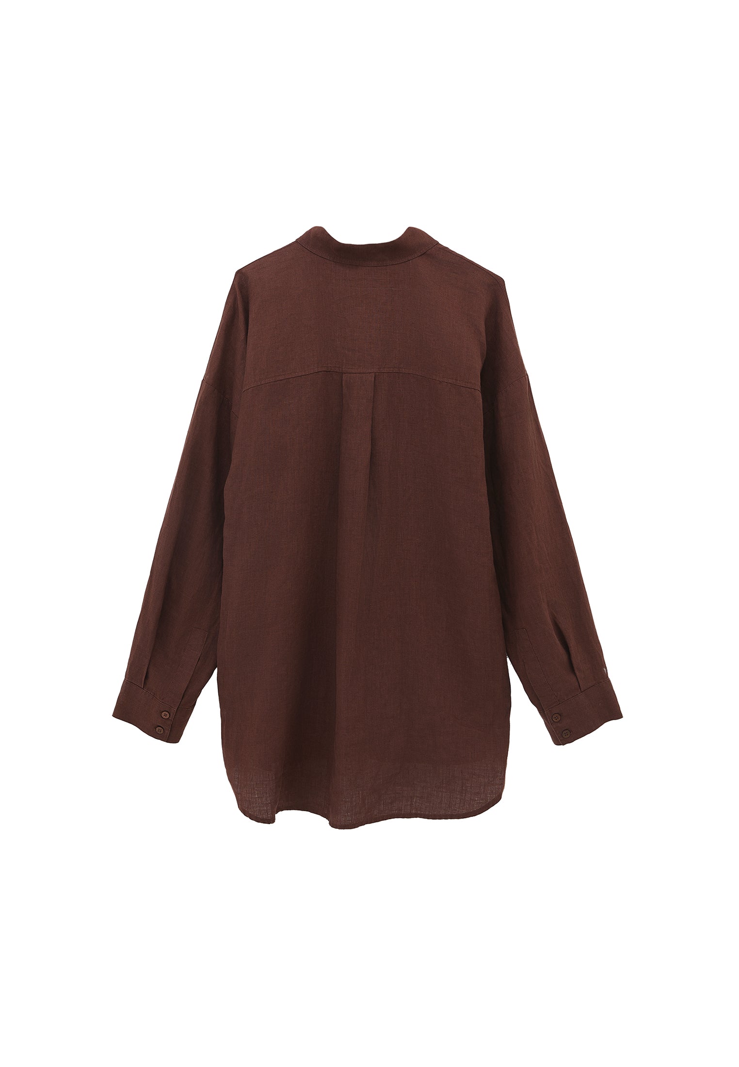 Large mold button linen shirt - CHICORY COFFEE