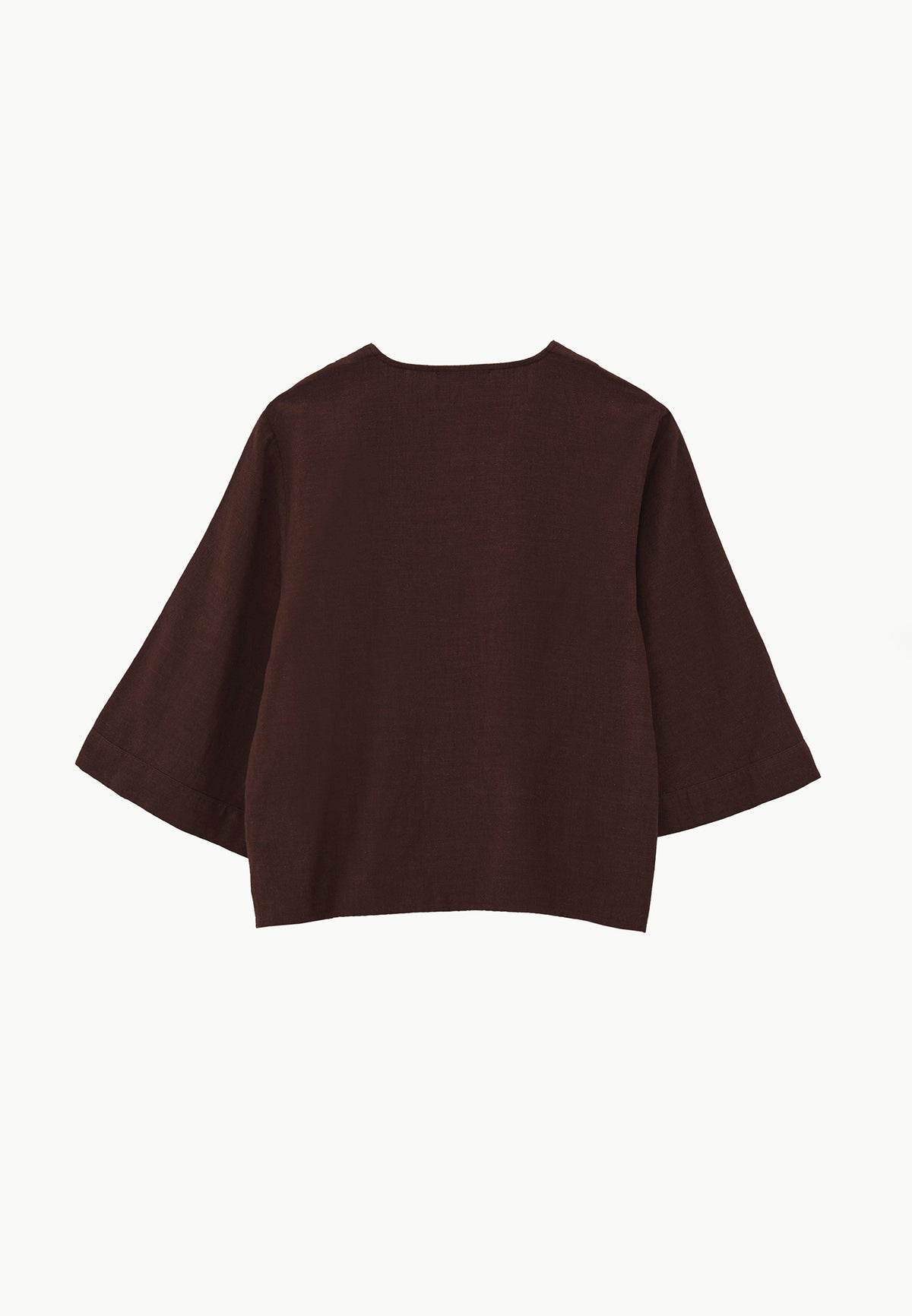 V Neck Button Detailed Blouse - Brown