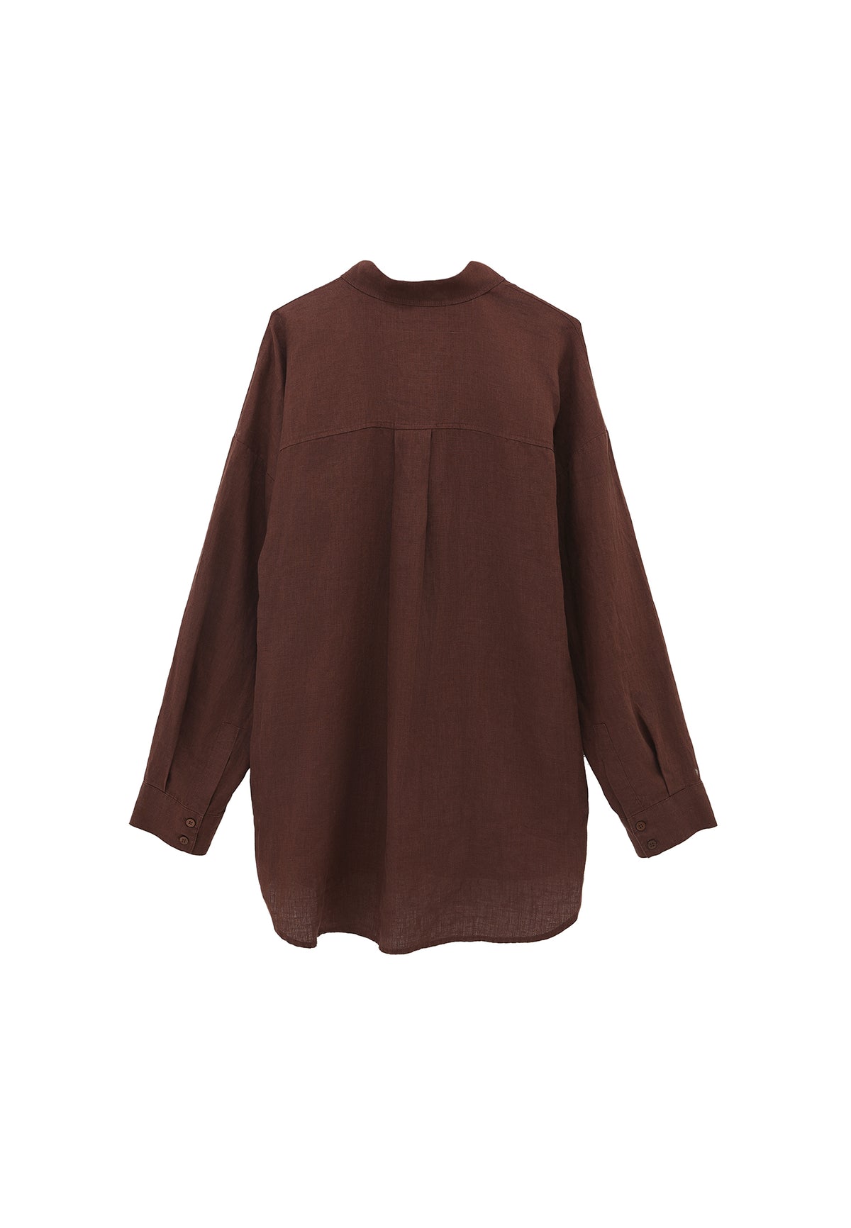Linen Shirt With Large Fit And Buttons - Brown