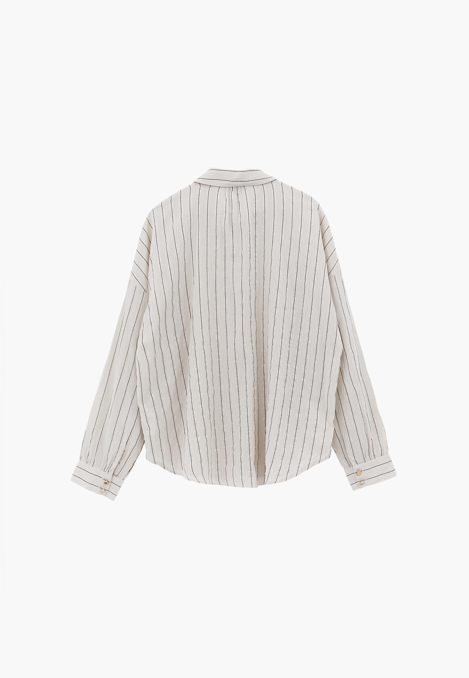 Striped Button Detailed Oversize Shirt - CHICORY STRIPE
