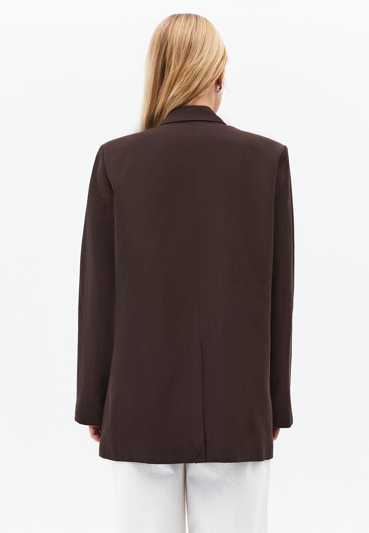 Boyfriend Fit Tunic Blazer Jacket - Brown