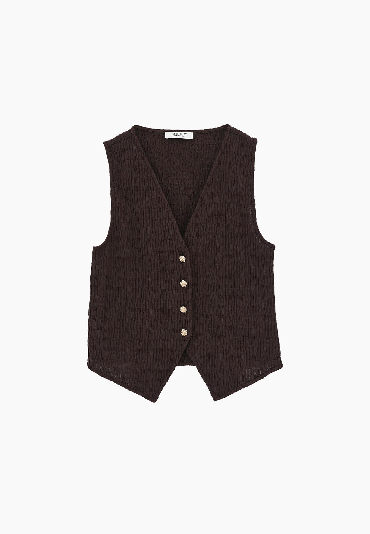 V Neck Closed Form Vest - Brown