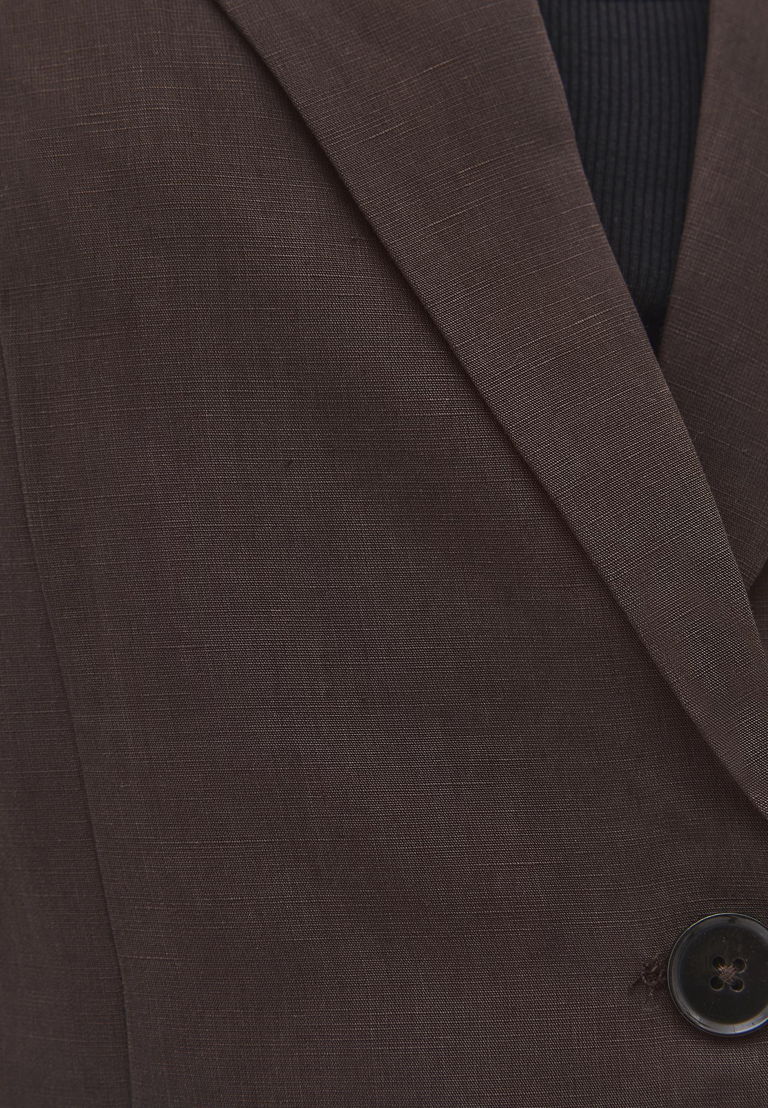 Boyfriend Fit Tunic Blazer Jacket - CHOCOLATE BROWN