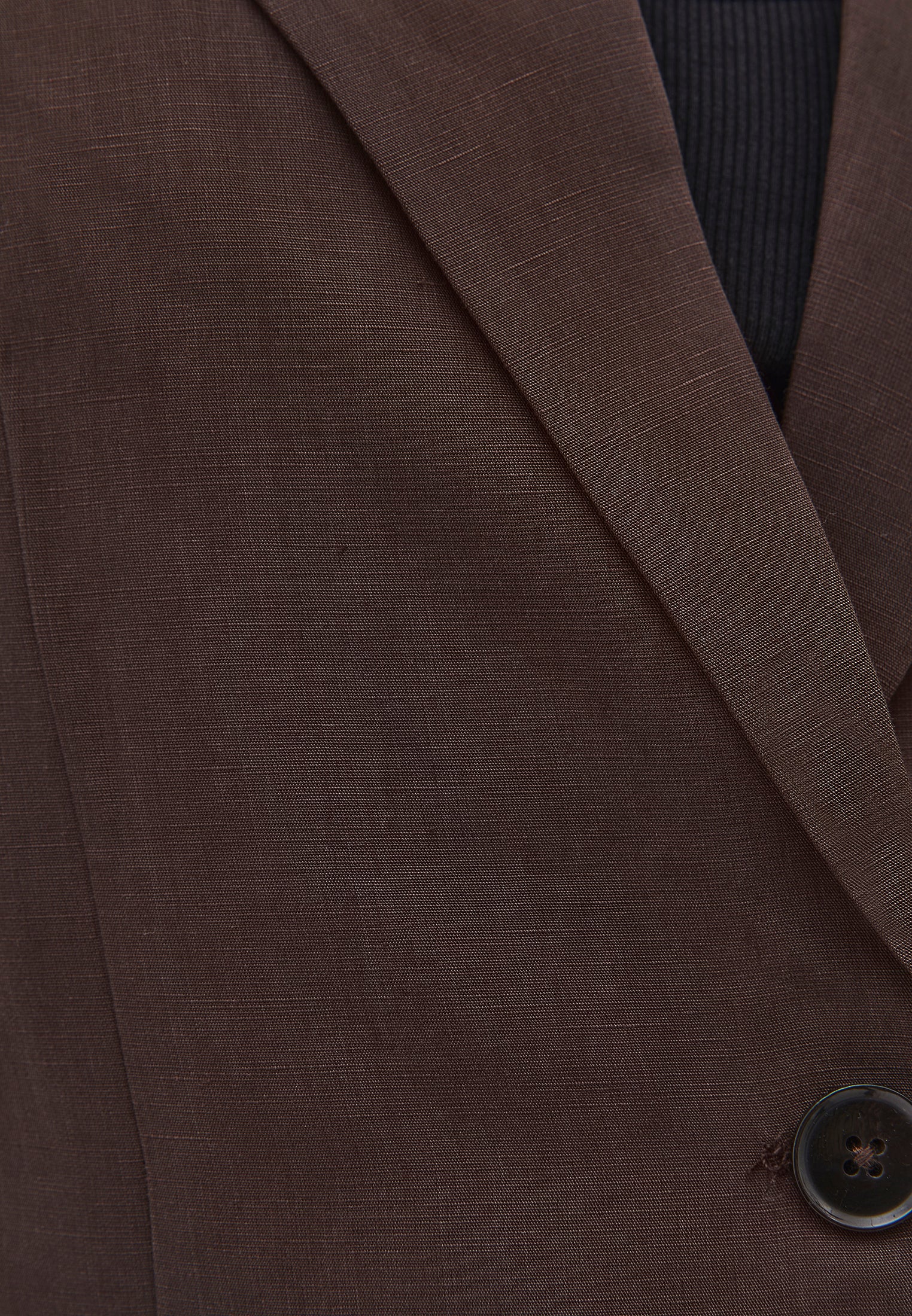 Boyfriend Fit Tunic Blazer Jacket - CHOCOLATE BROWN