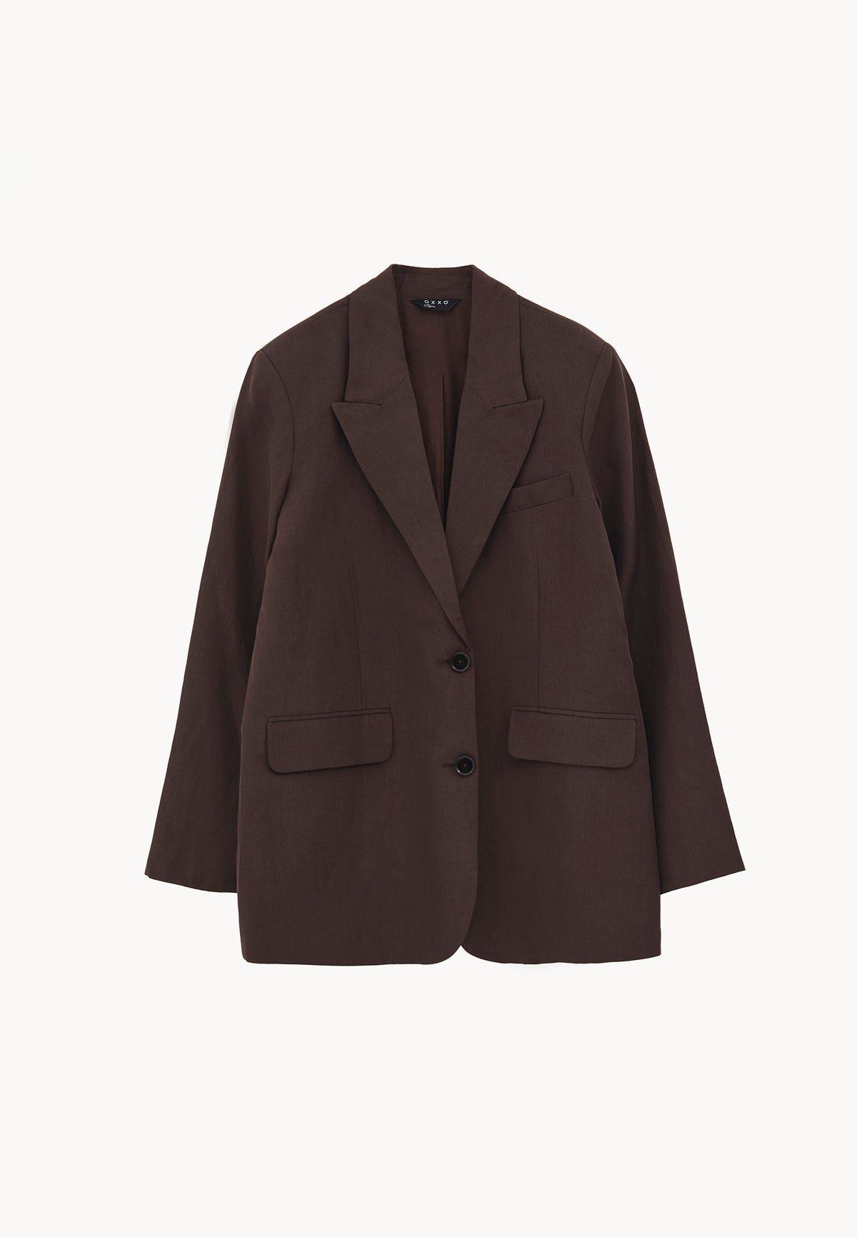 Boyfriend Fit Tunic Blazer Jacket - Brown