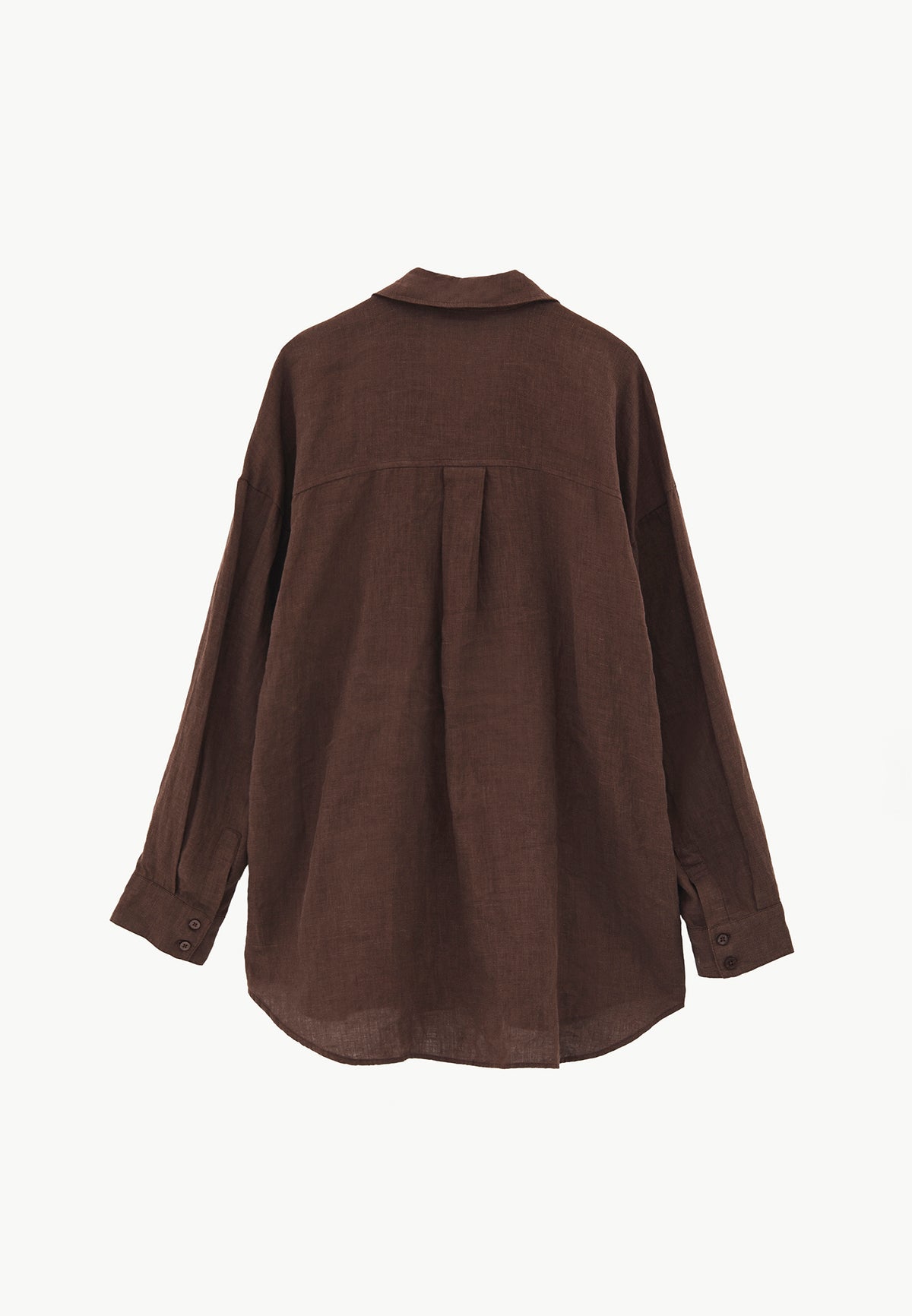 Oversize Shirt Collar Long Shirt - Brown
