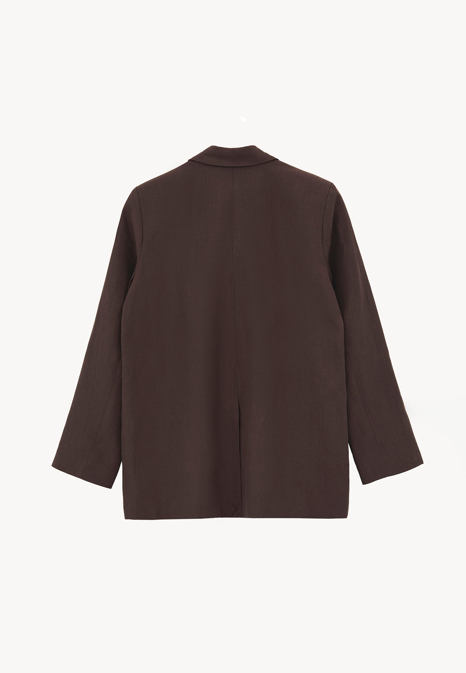 Boyfriend Fit Tunic Blazer Jacket - CHOCOLATE BROWN