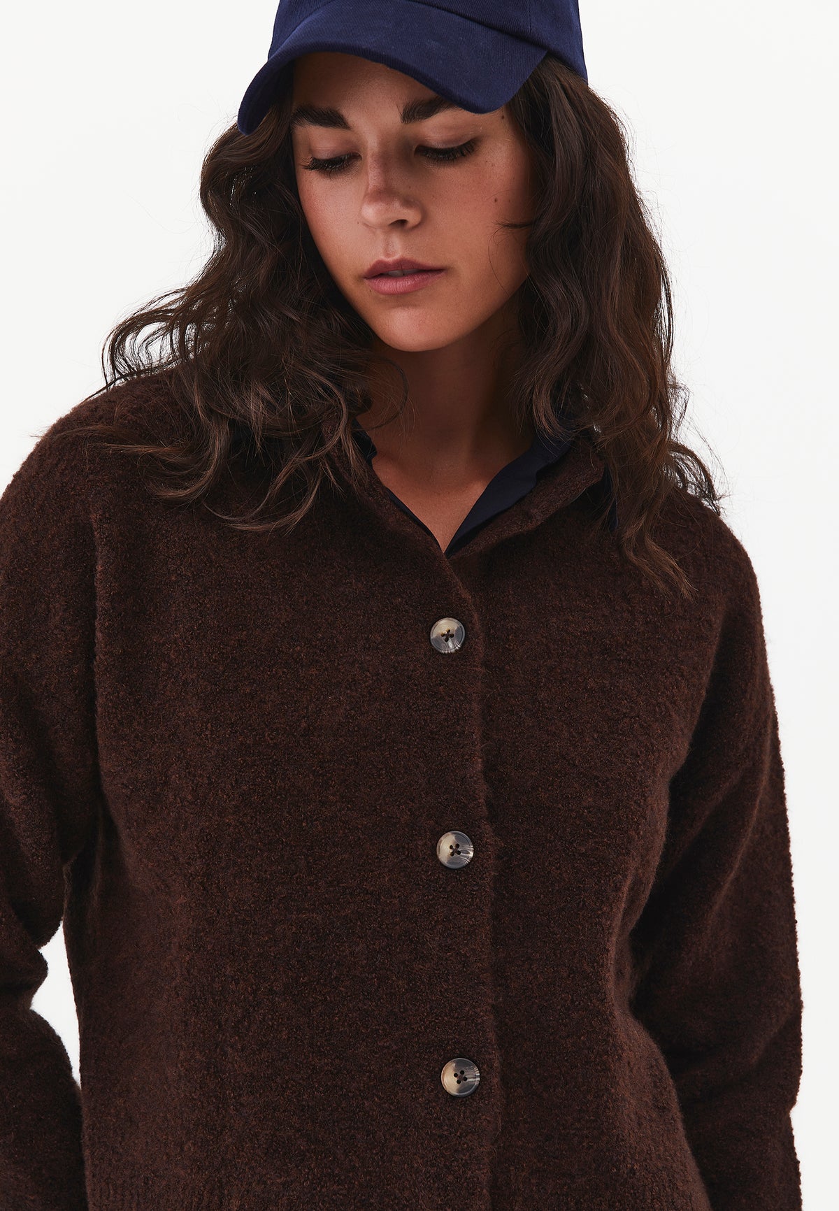 Button Detailed Short Cardigan - Brown