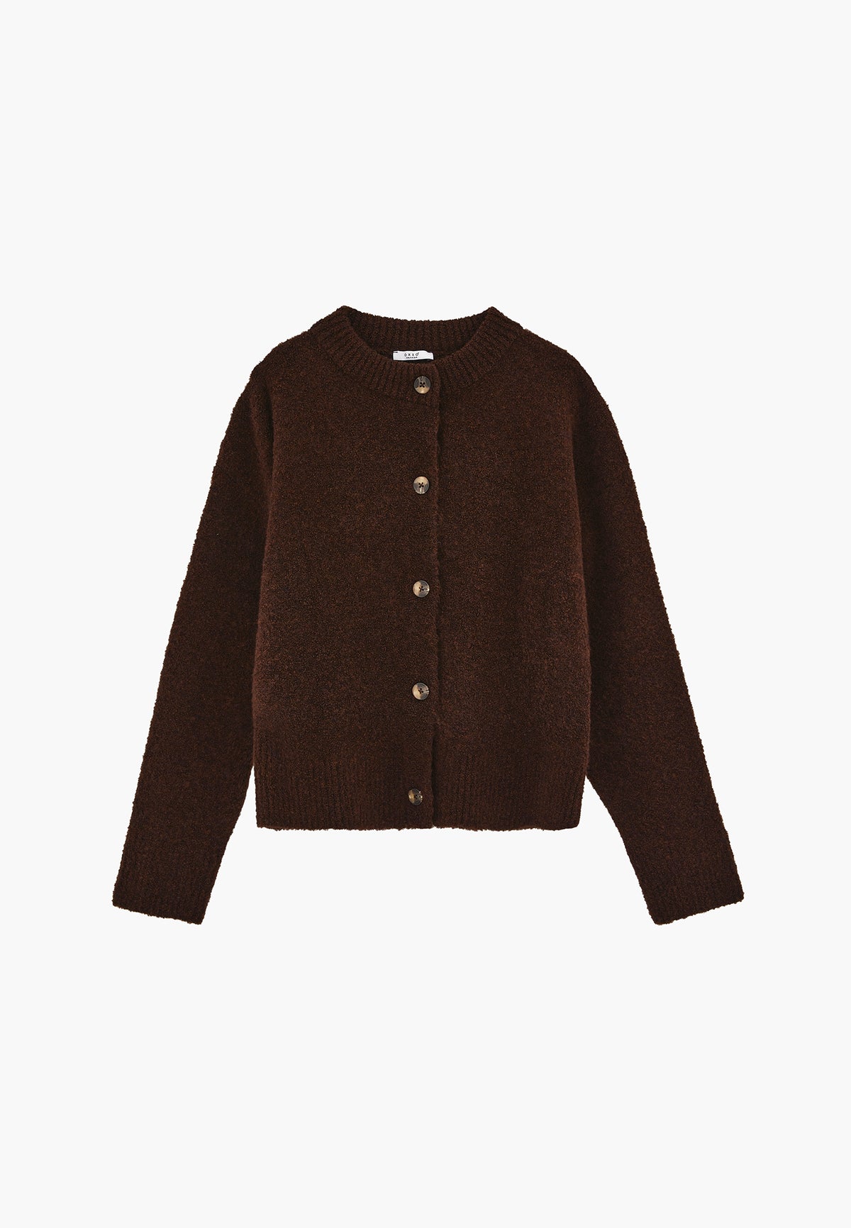 Button Detailed Short Cardigan - Brown