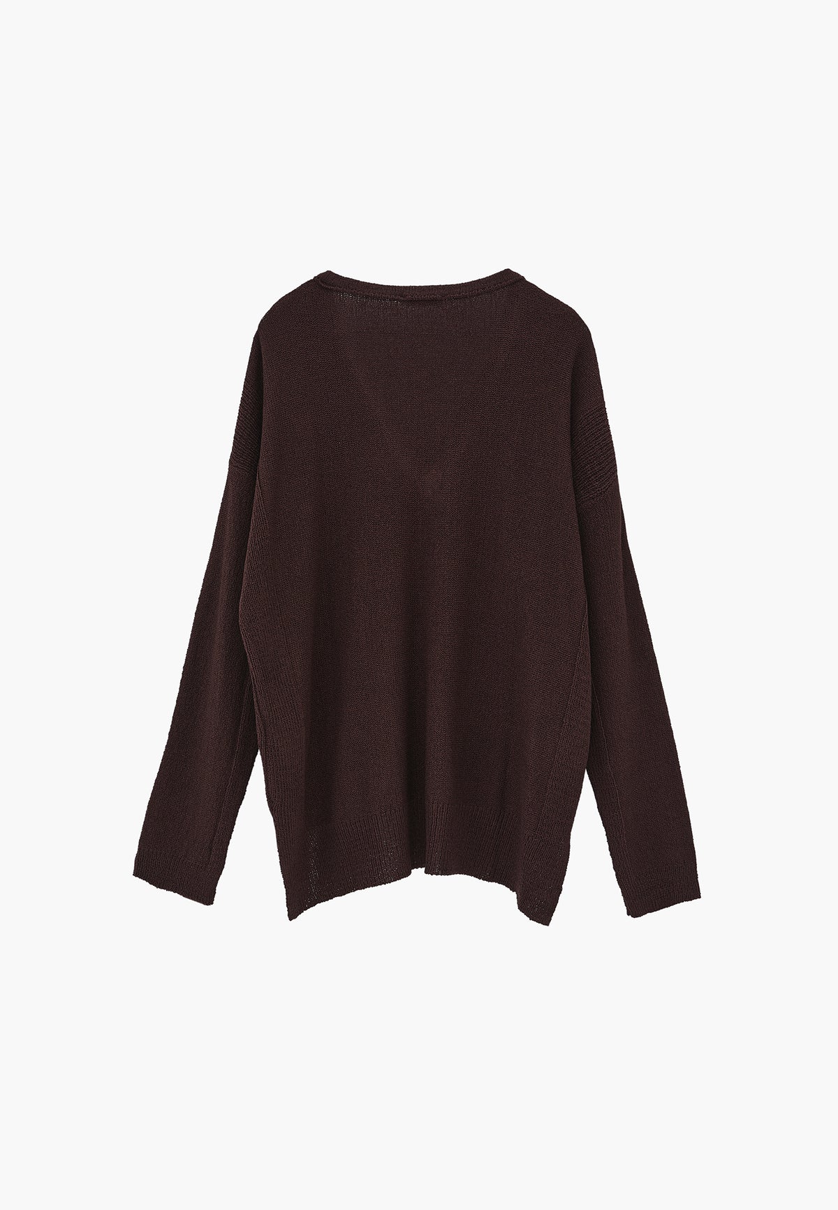 Oversize Tunic Sweater V Neck - CHOCOLATE PLUM