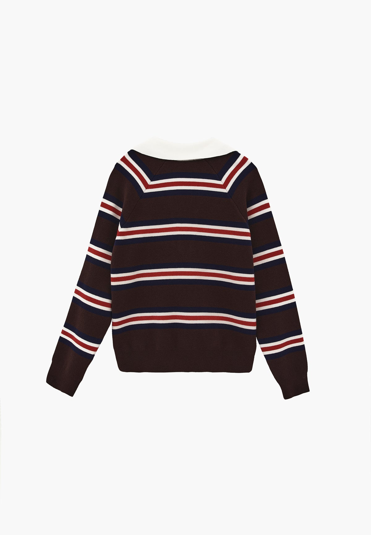 Striped Sweater with Polo Collar - Mix Color