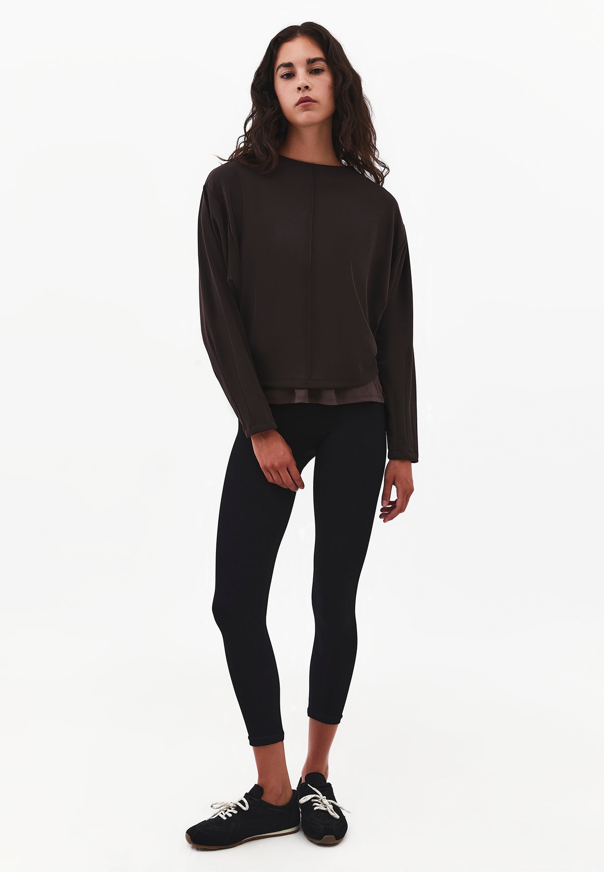High Neck Long Sleeve Sweatshirt - CHOCOLATE TORTE
