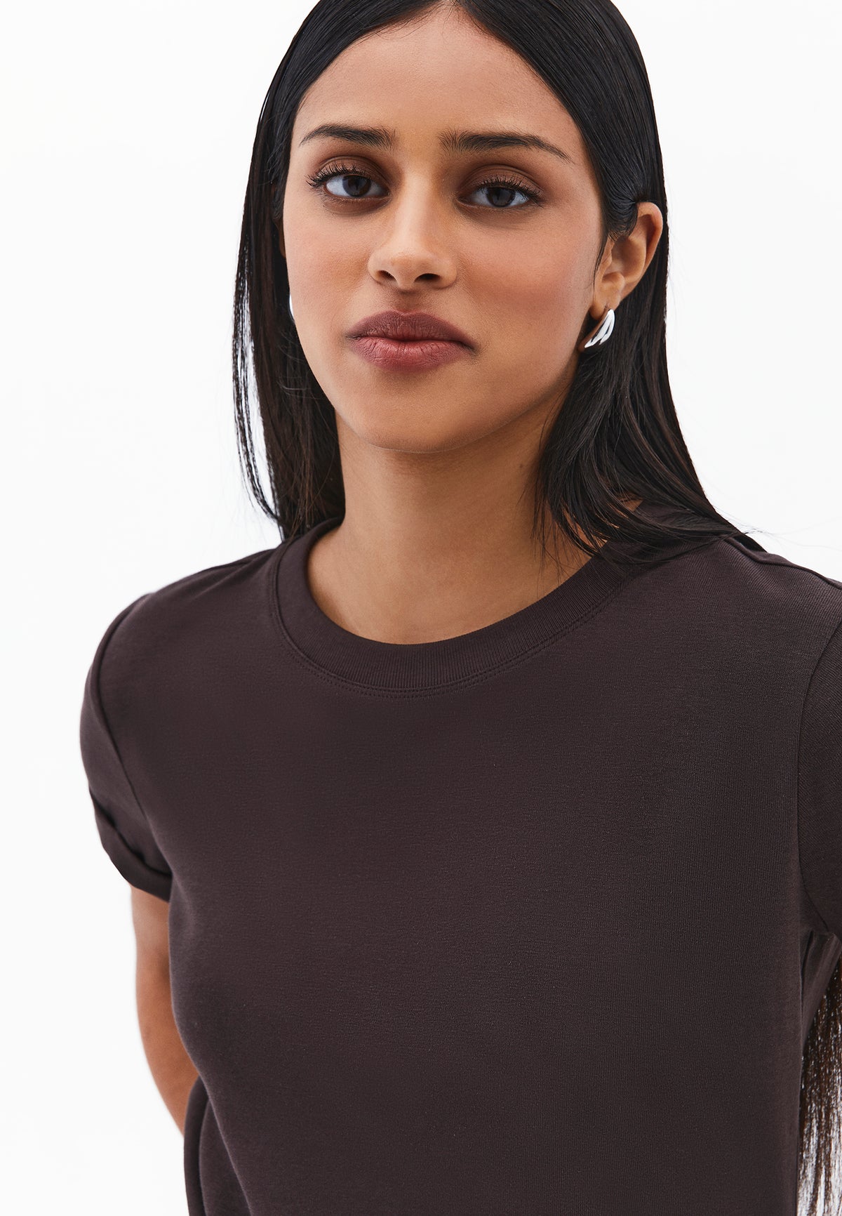 Women's Crew Neck Short Sleeve T-Shirt - CHOCOLATE TORTE