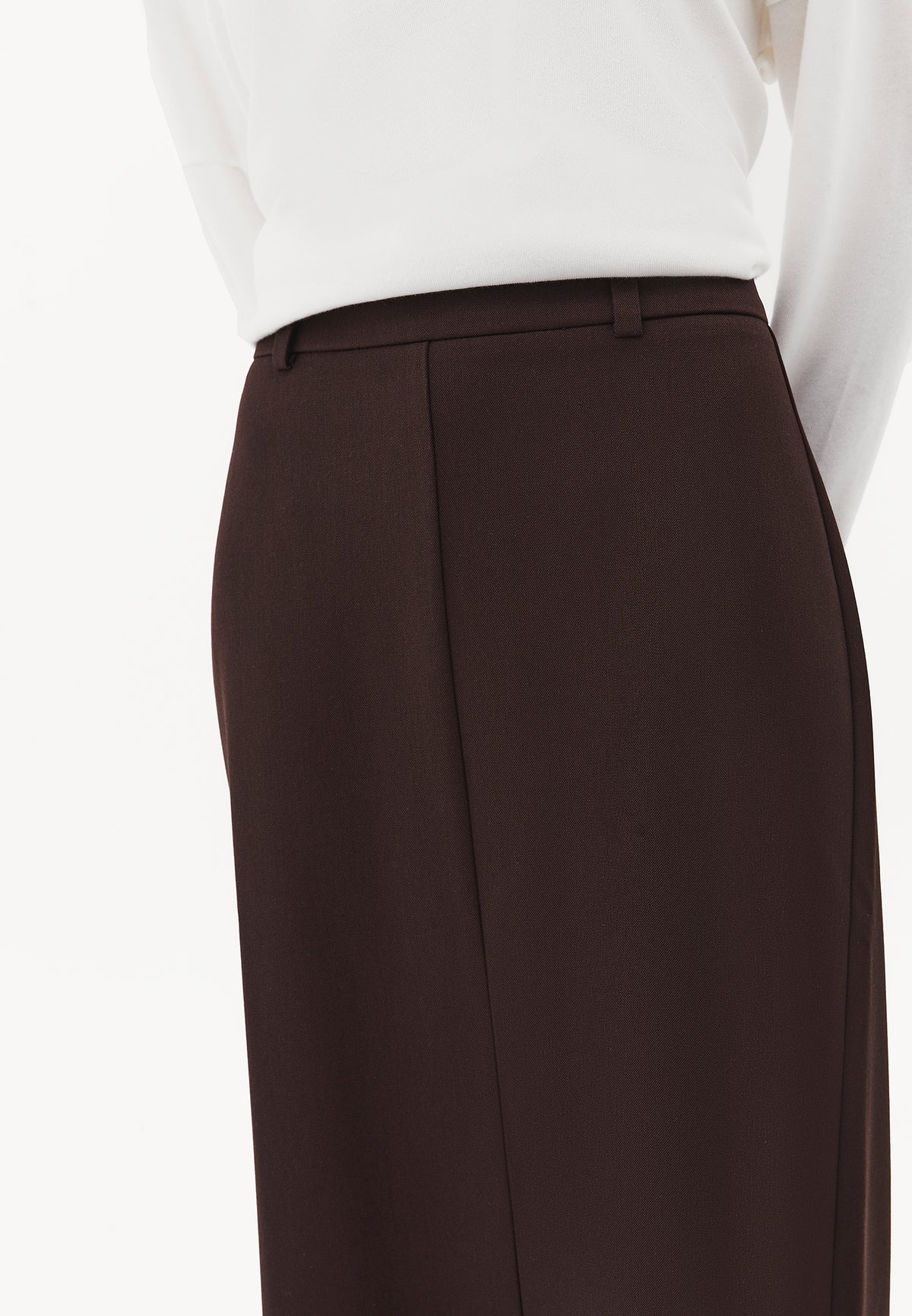 Cut-Out Ultra High Waist Long Skirt - Brown