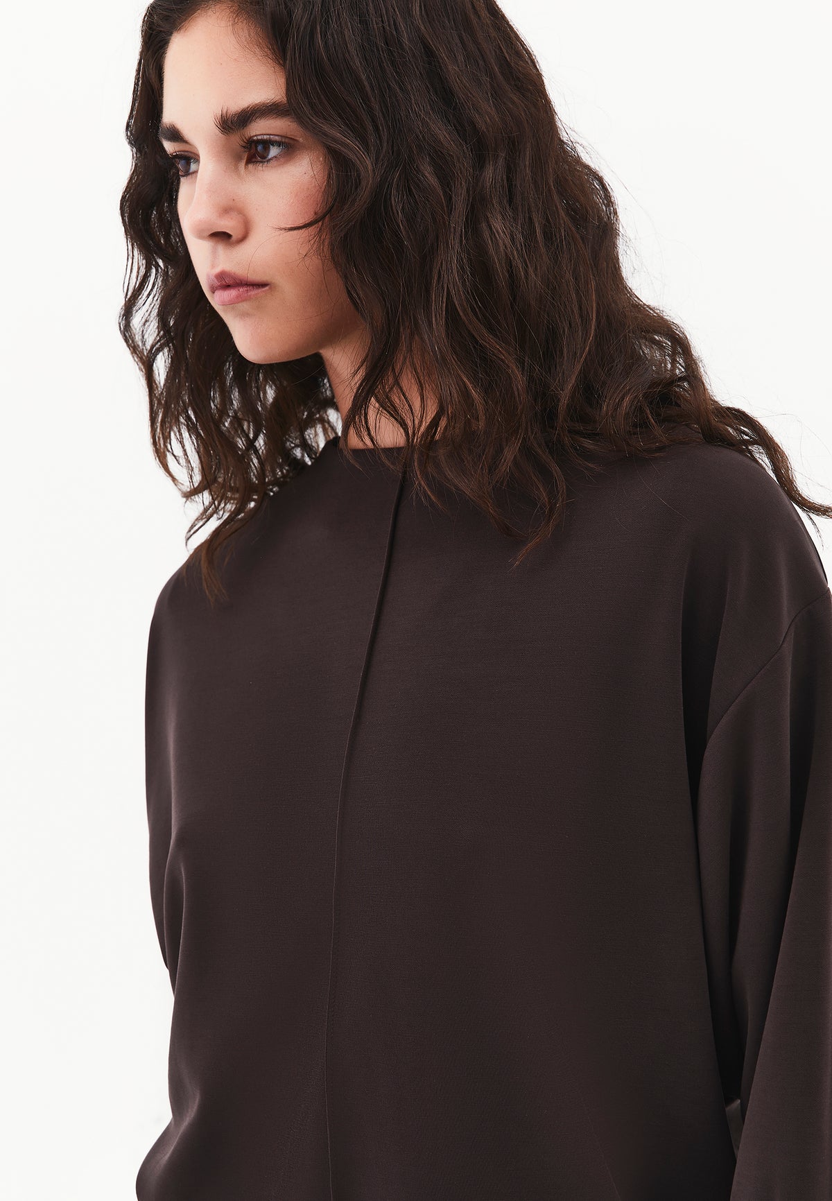 High Neck Long Sleeve Sweatshirt - CHOCOLATE TORTE