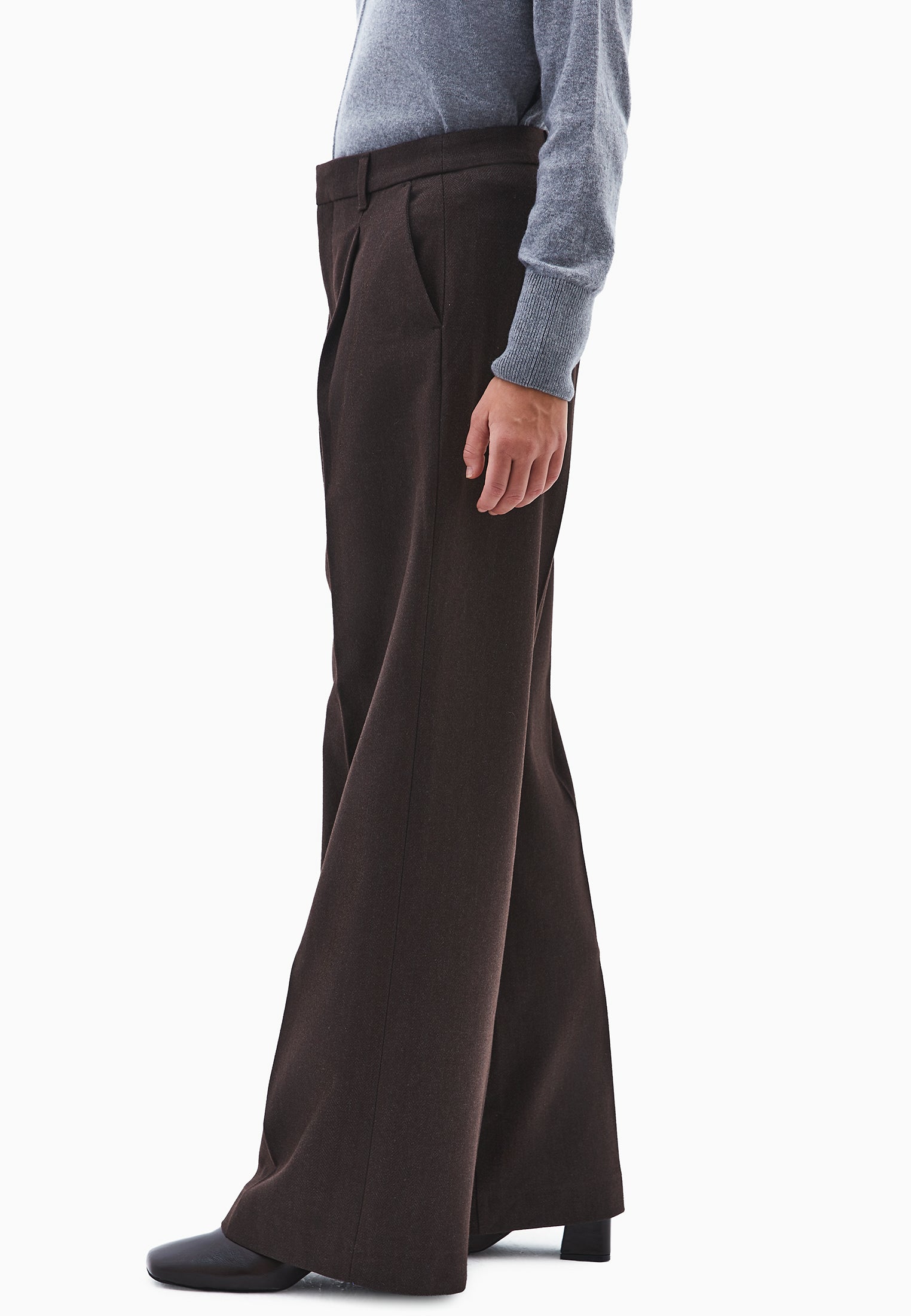 Pleated wide leg pants - CHOCOLATE TORTE