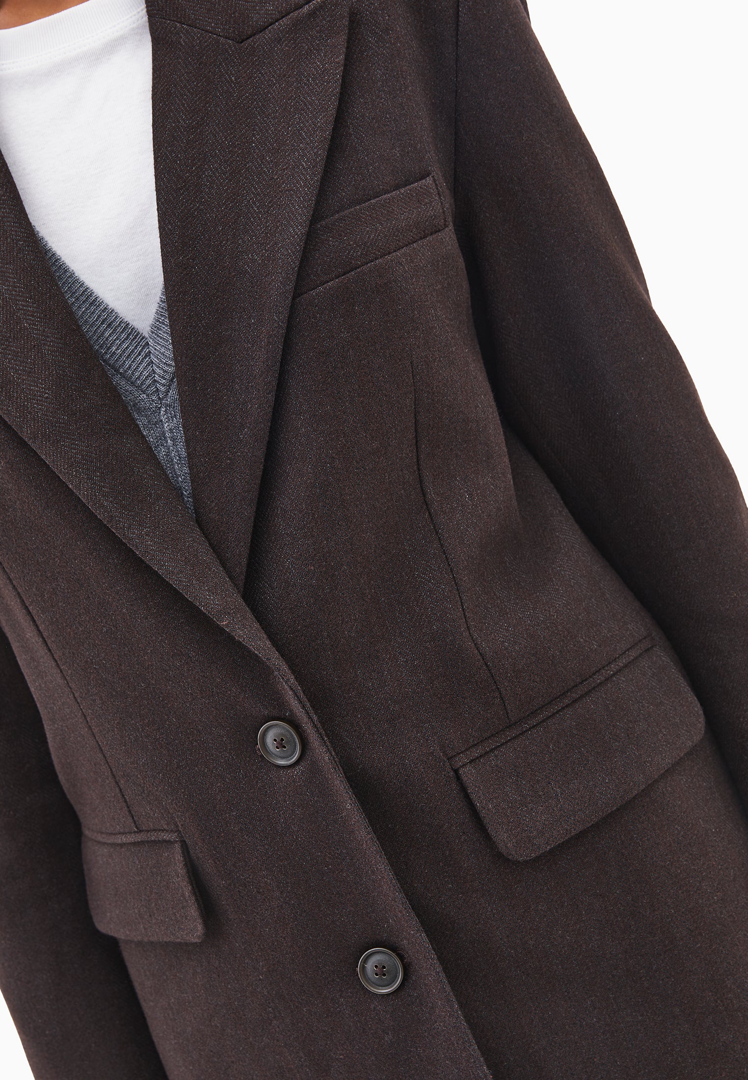 Boyfriend cut long blazer - CHOCOLATE TORTE