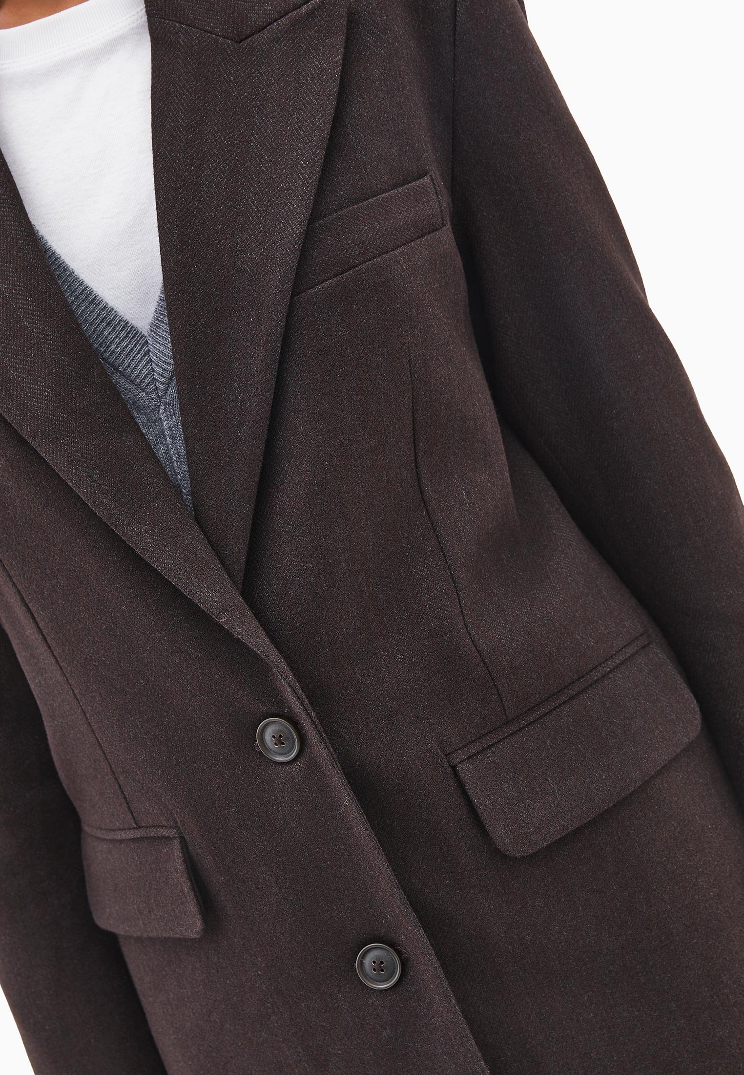 Boyfriend Fit Long Blazer - CHOCOLATE TORTE