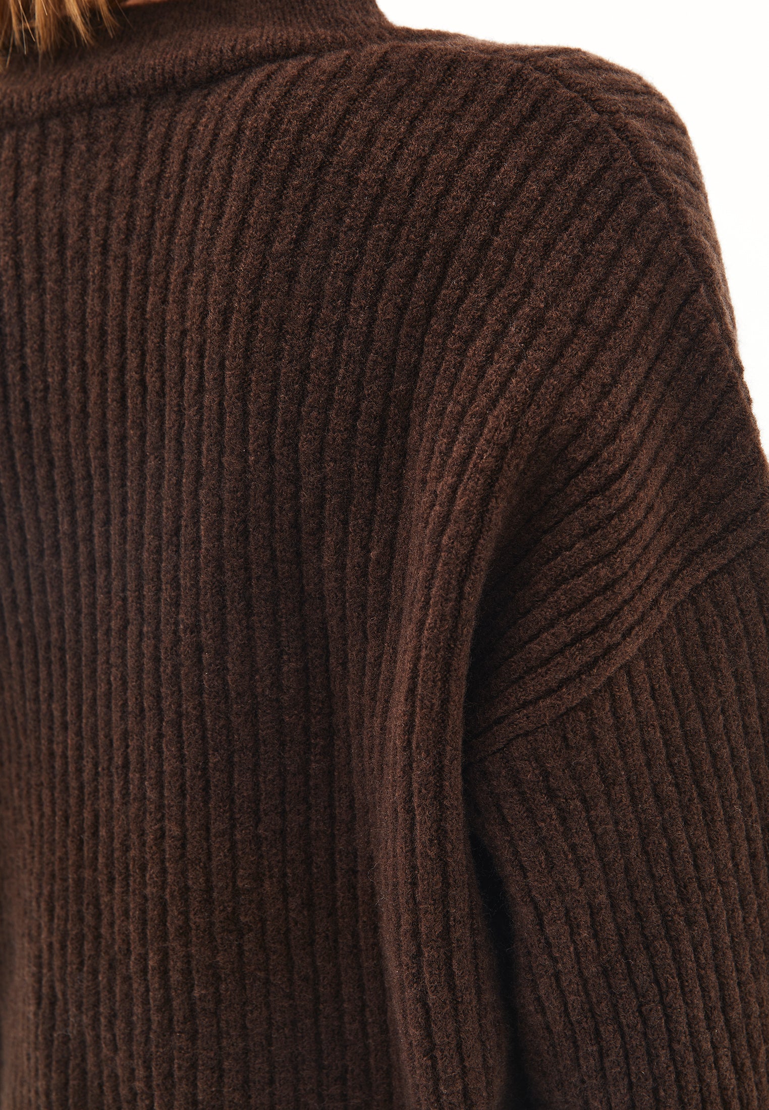 V Neck Knit Sweater - CHOCOLATE TORTE