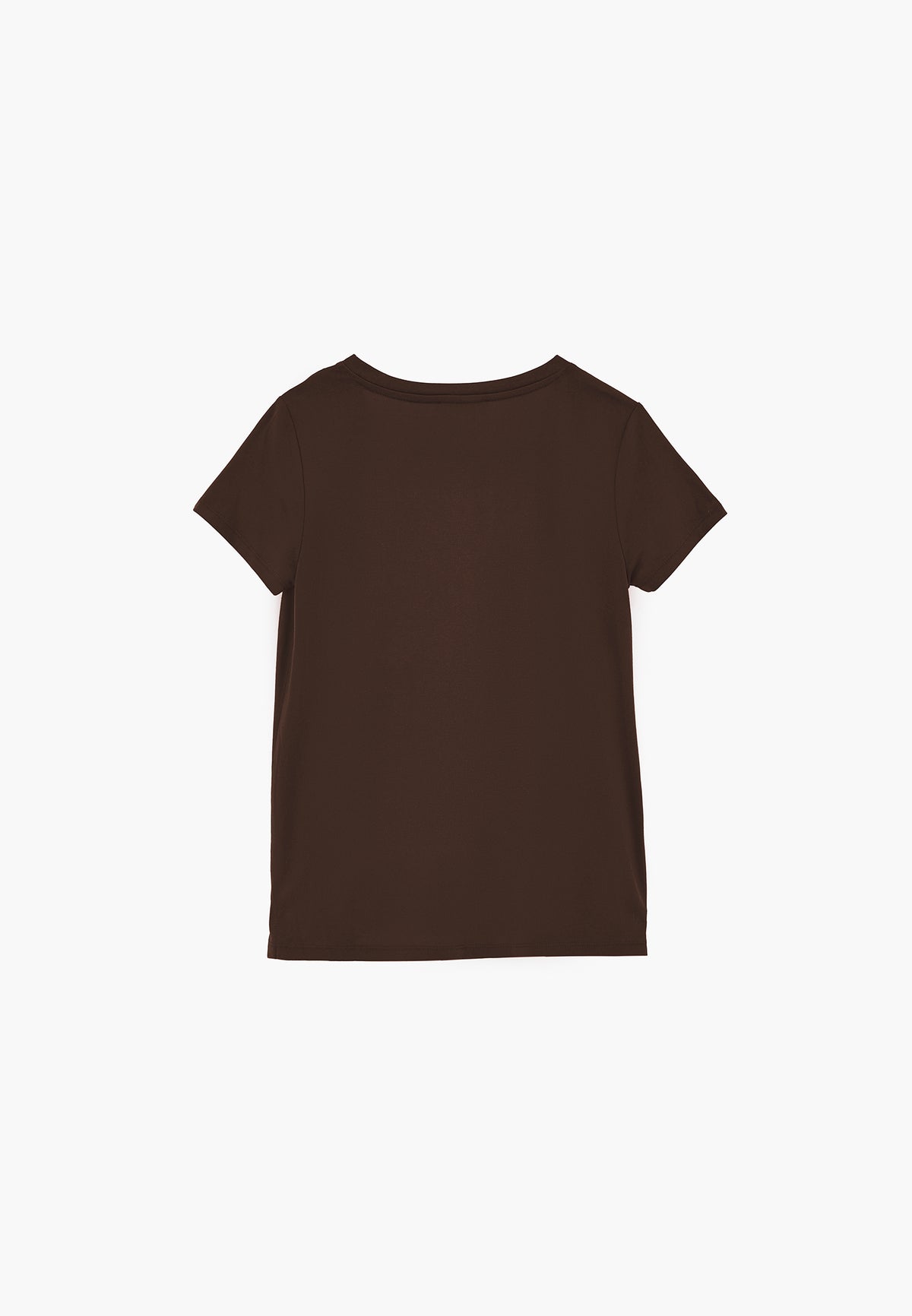 Short Sleeve V Neck T-Shirt - Brown