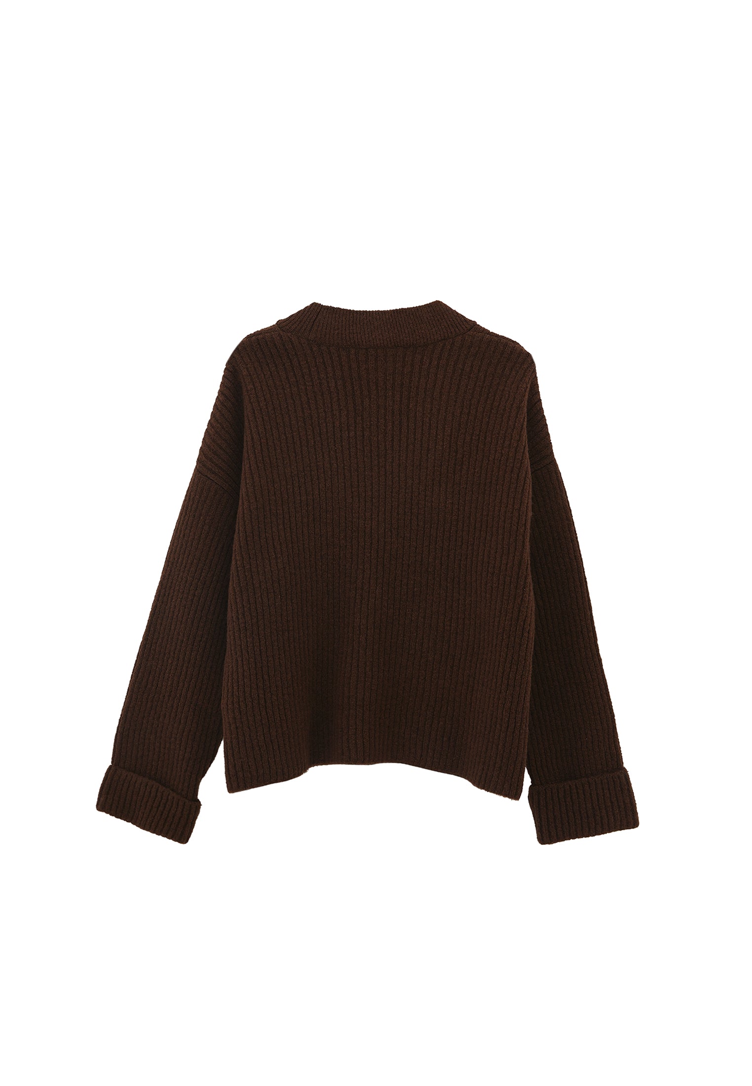 V Neck Knit Sweater - CHOCOLATE TORTE