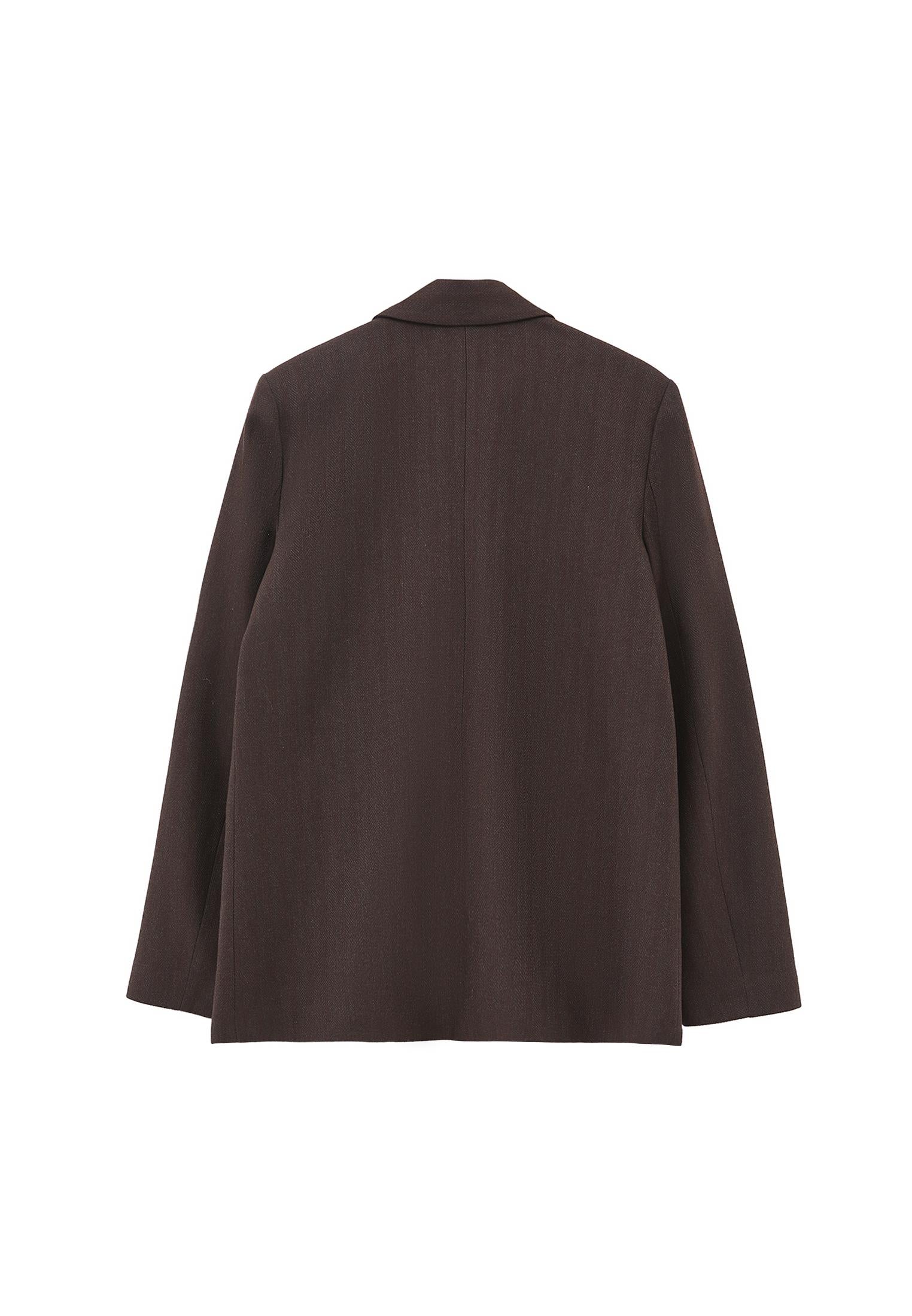 Boyfriend Fit Long Blazer - CHOCOLATE TORTE