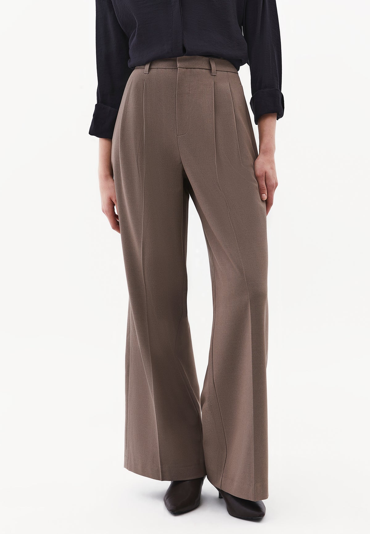 Pleated Wide Leg Pants - CINDER MELANGE