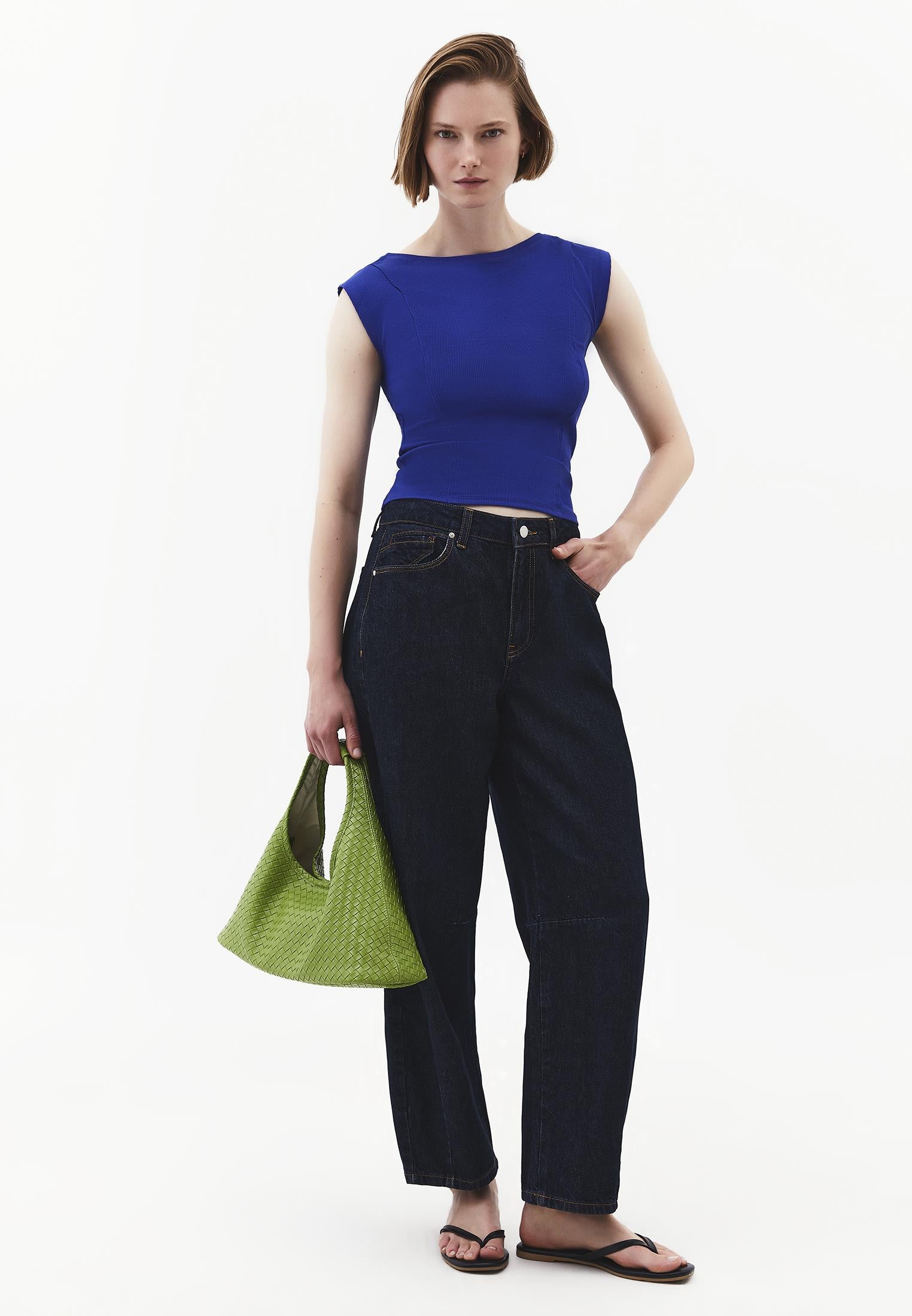 Boat Neck Sleeveless T-Shirt - CLEMATIS BLUE