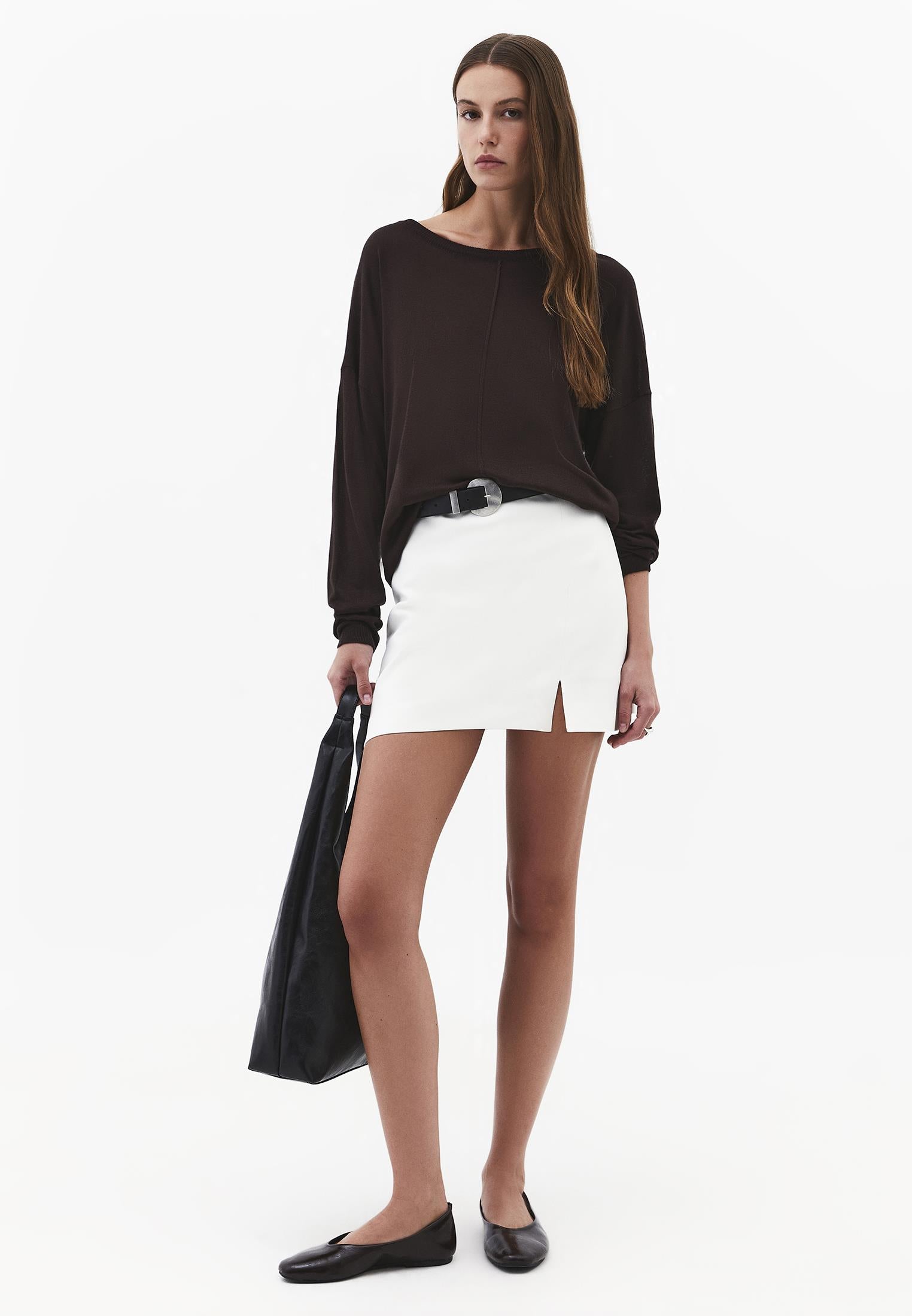 Ultra High Waist Slim Shorts With Zipper Detail - CLOUD DANCER